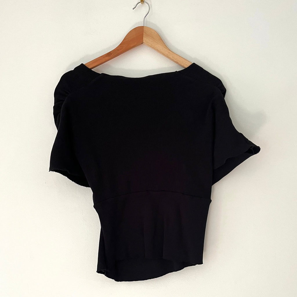 ITADAKI Kimono Ribbed Top in Black Size XL.