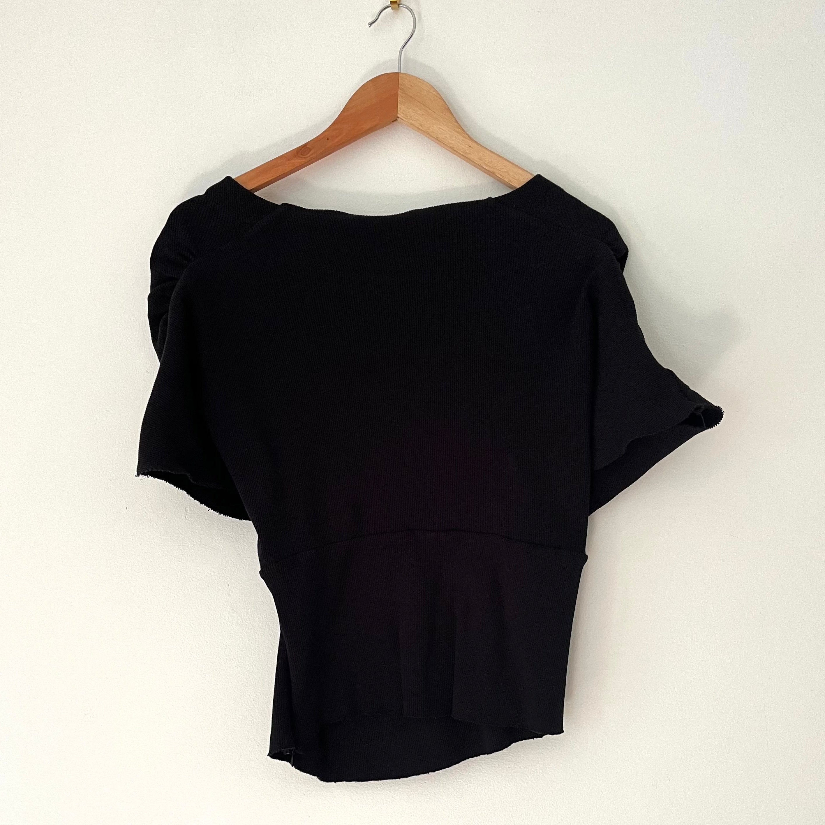 ITADAKI Kimono Ribbed Top in Black Size XL.