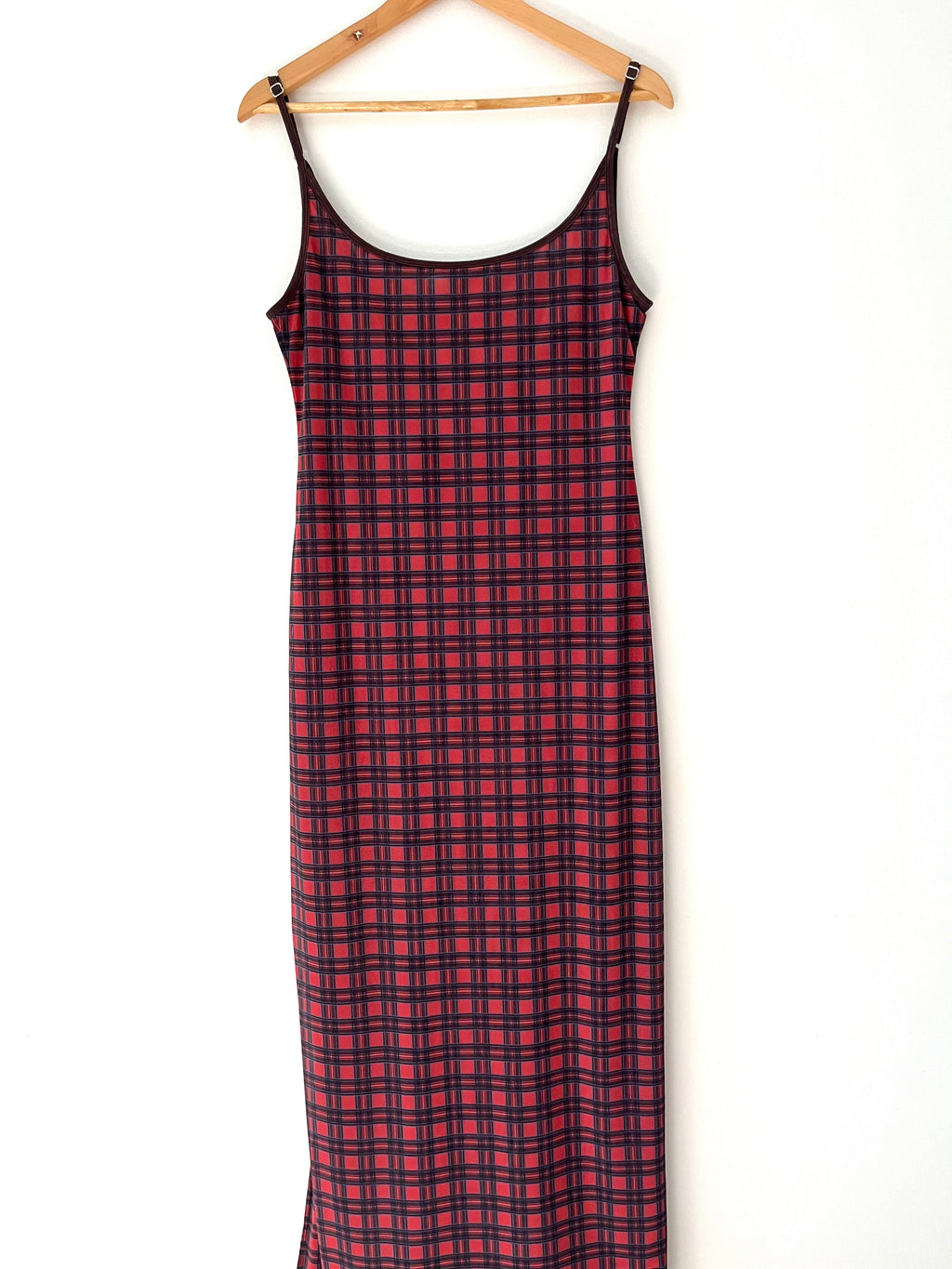Katharina Lou Reversible Mesh Dress in Brown/Red Plaid Size L.