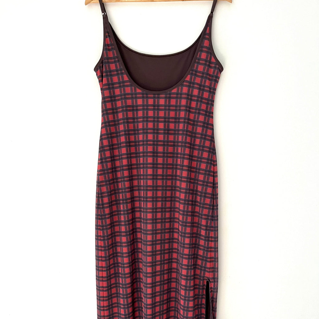 Katharina Lou Reversible Mesh Dress in Brown/Red Plaid Size L.