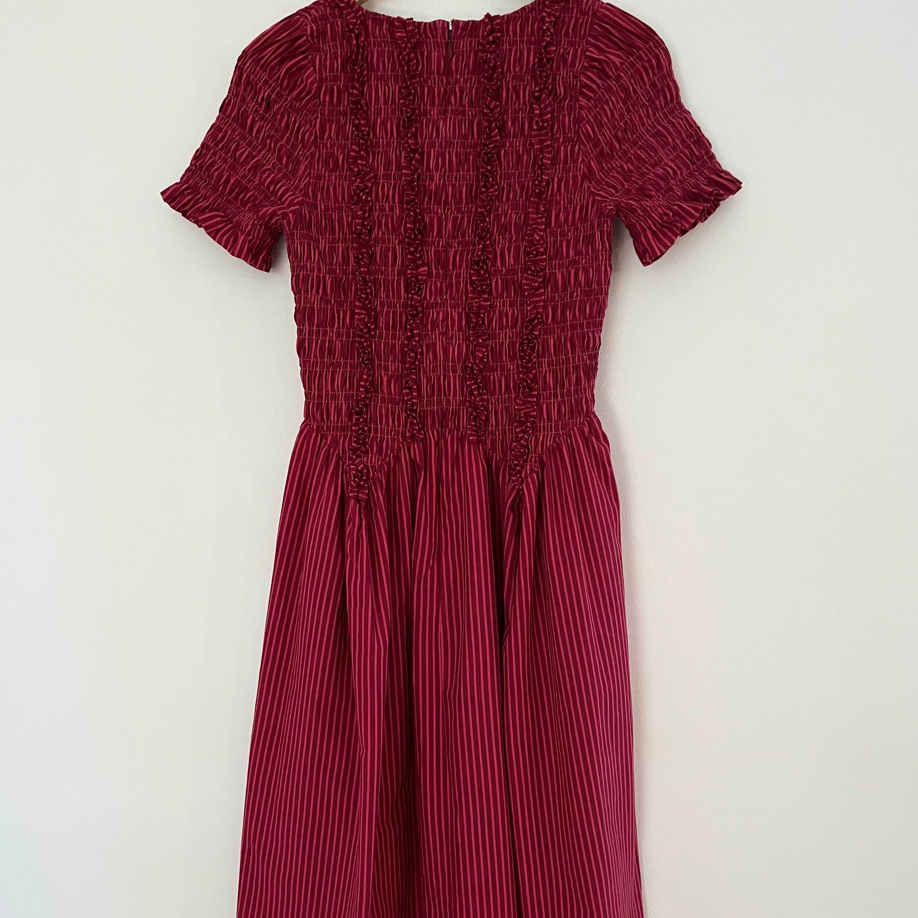 Damson Madder RAPHAELA Ruffle Midi Dress Size 12.