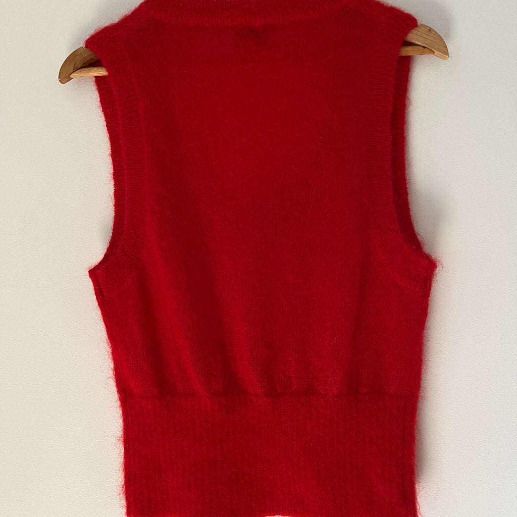Ganni Light Mohair String Vest in Racing Red Size S.