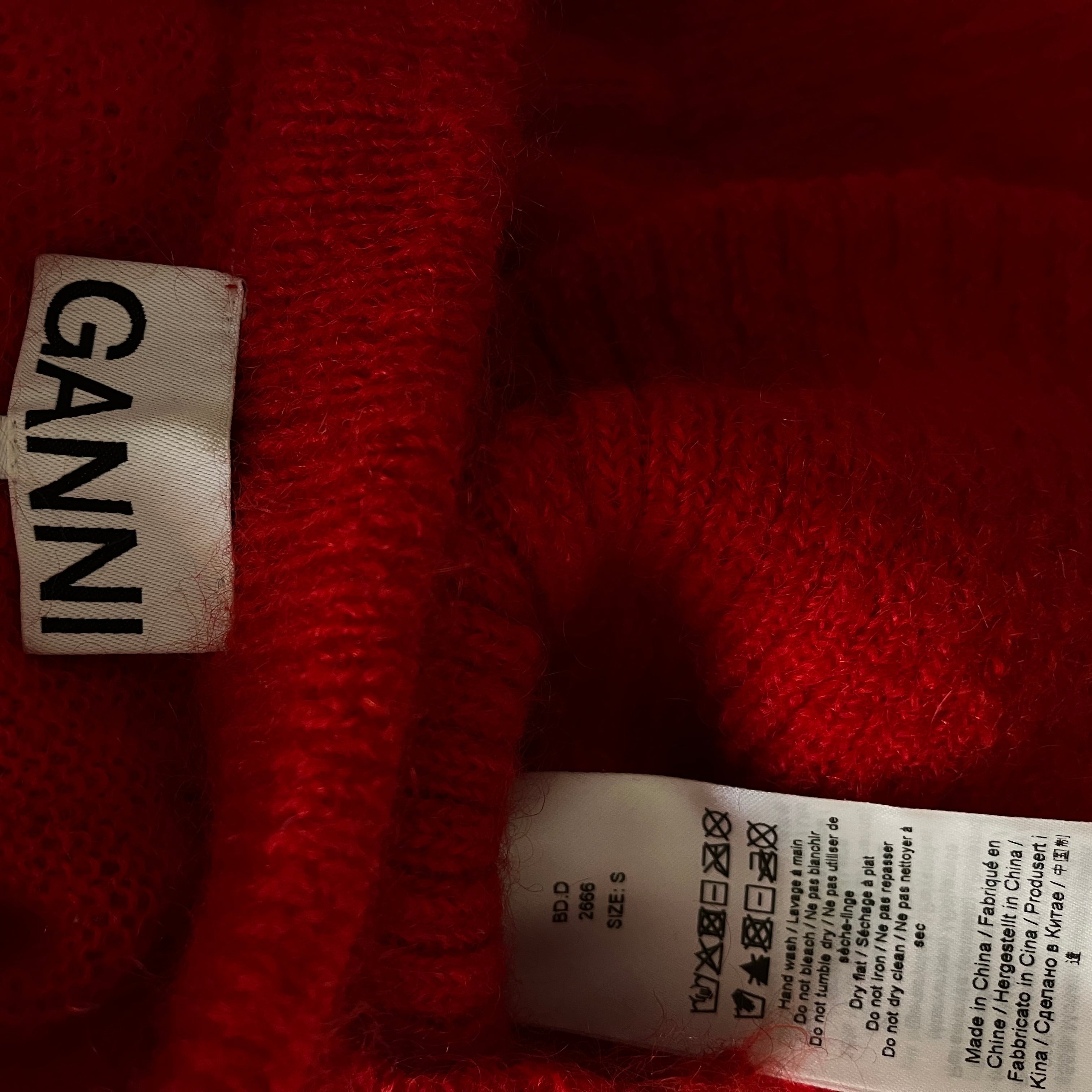 Ganni Light Mohair String Vest in Racing Red Size S.