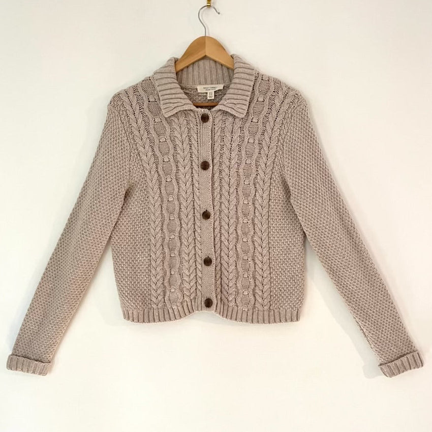 Seasalt Cornwall Natural Forest Ridge Cardigan in Aran Size 14.