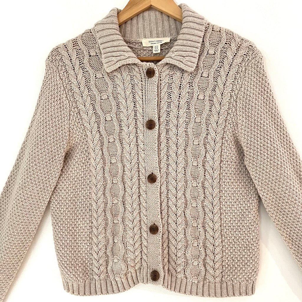 Seasalt Cornwall Natural Forest Ridge Cardigan in Aran Size 14.
