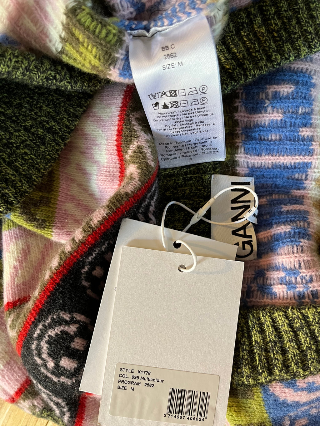 Ganni BNWT INTARSIA Graphic Knit Vest Size M.