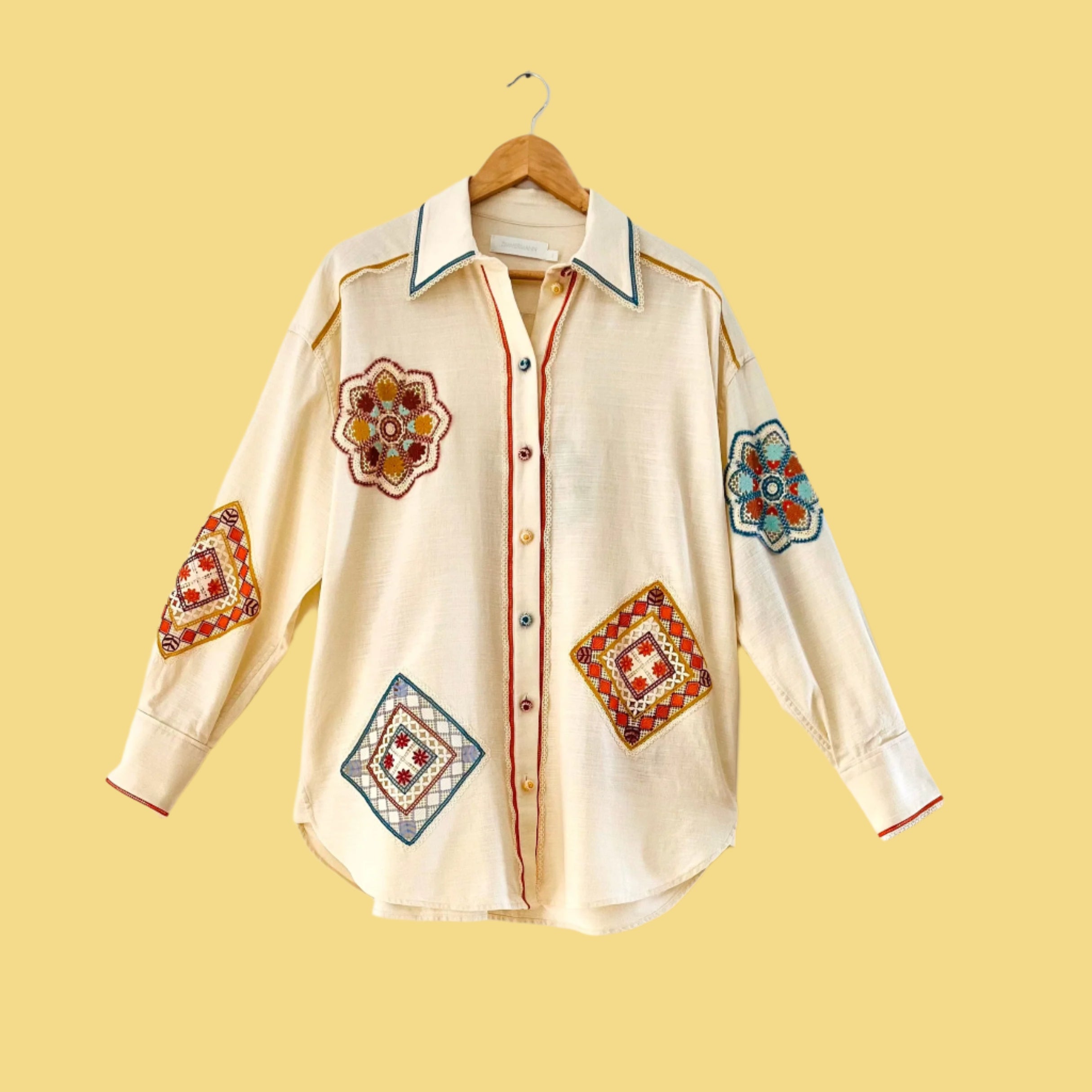 Zimmermann OTTIE GUIPURE Lace-trimmed Shirt.