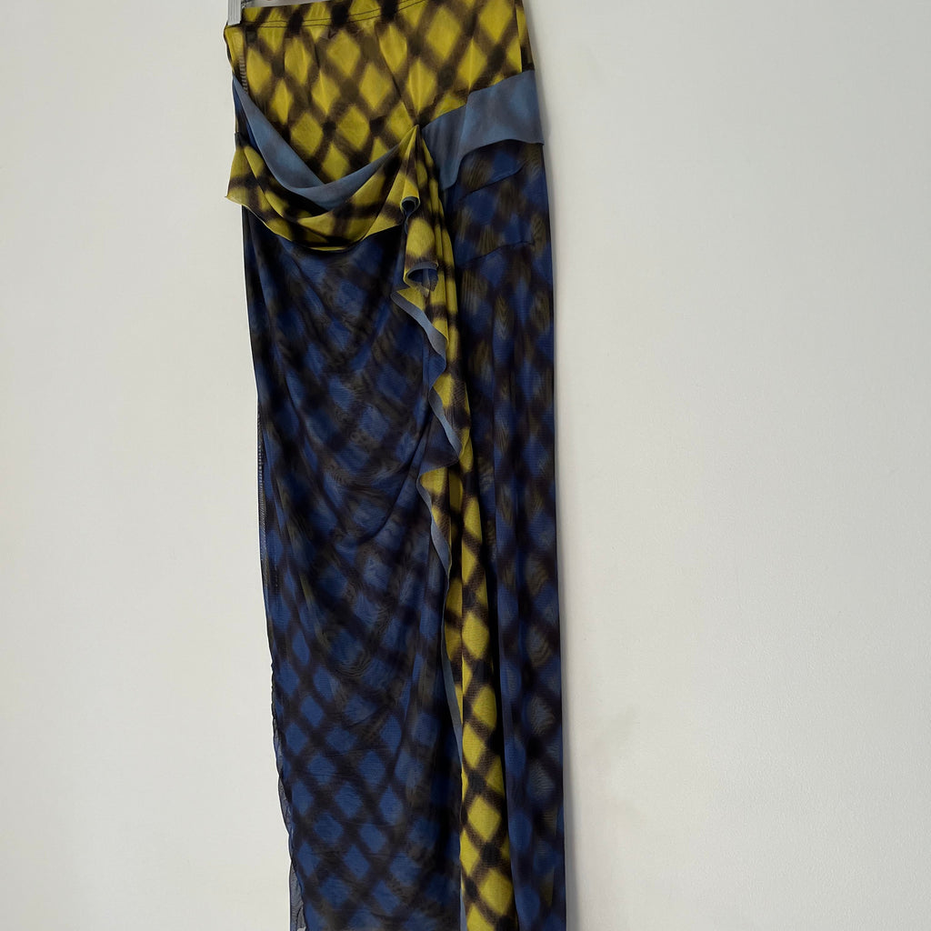 Verner Gather Mesh Skirt in Plaid Size M.