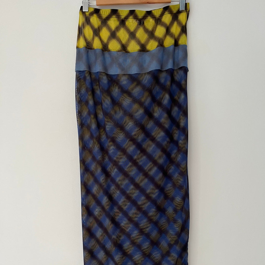 Verner Gather Mesh Skirt in Plaid Size M.