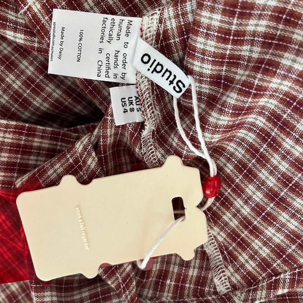 Apres Studios BNWT JAM Gingham Button Front Dress Size S.