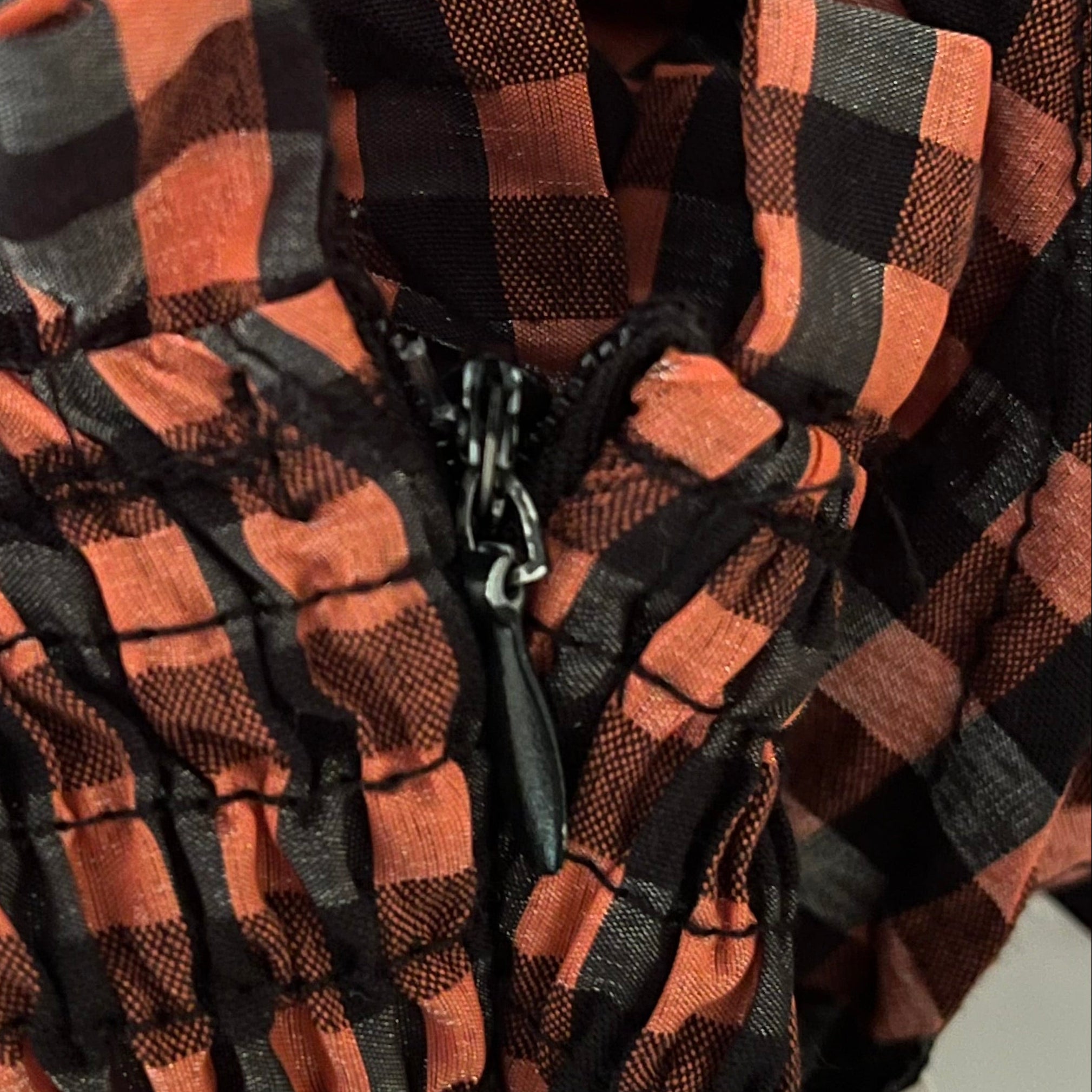 Ganni SEERSUCKER Check Maxi Dress in Flame Size 32.