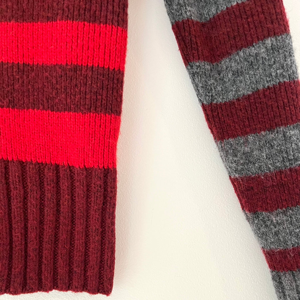 Peachy Den ANITA Knitted Hoodie in Burgundy Stripe Size XS.