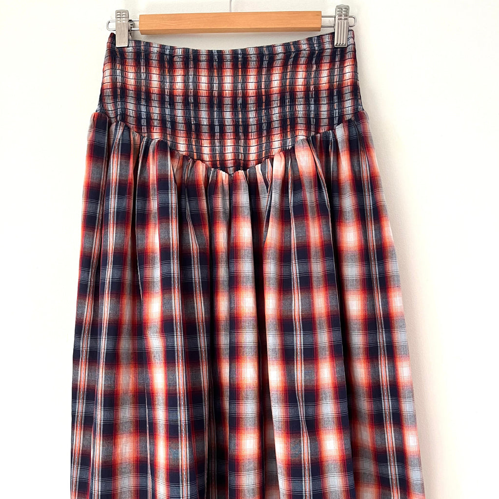 Après Studios Shirred Midi in Grape Plaid Size S.