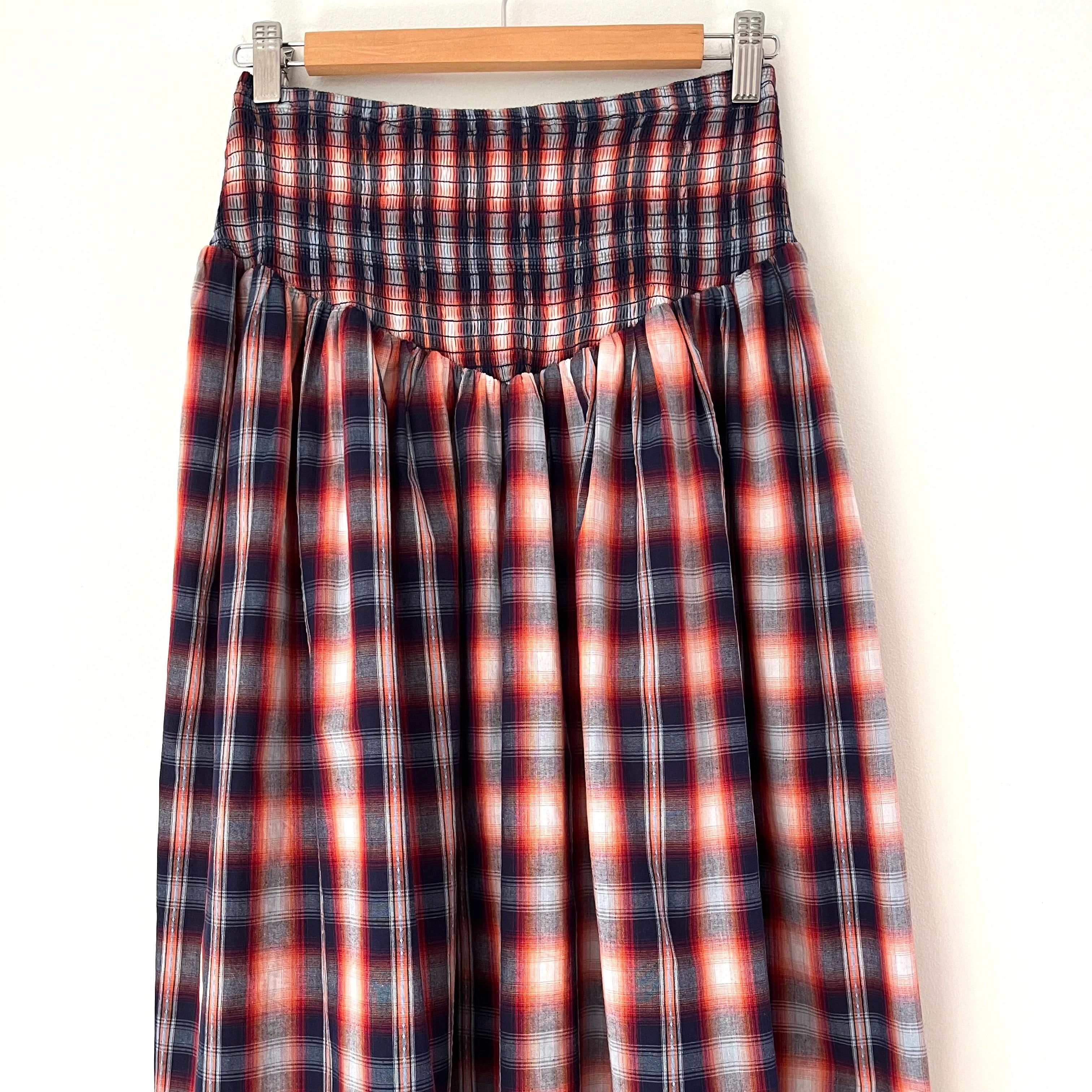Après Studios Shirred Midi in Grape Plaid Size S.
