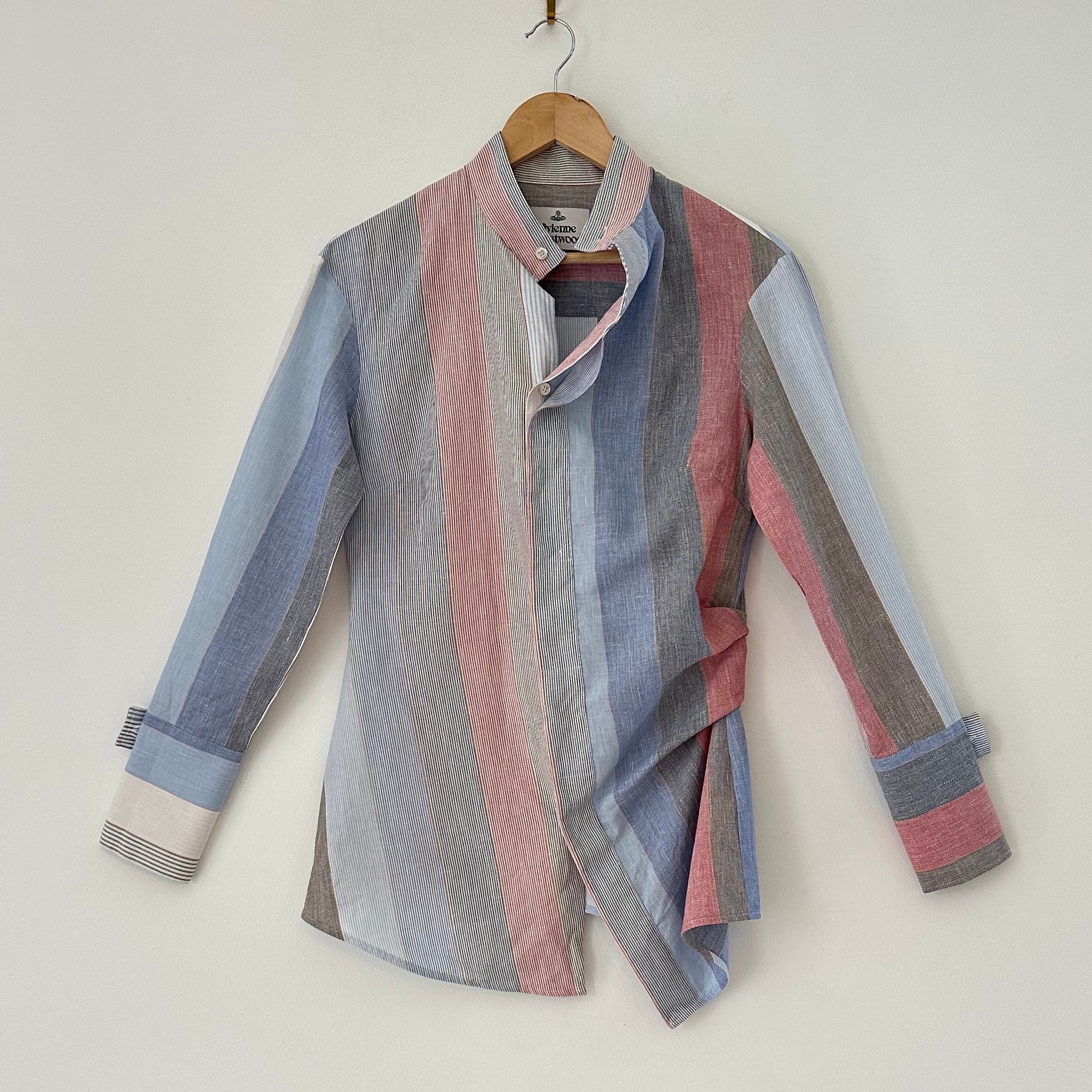 Vivienne Westwood Anglomania Asymmetrical Striped Shirt in Multicolour Size IT38/XS.