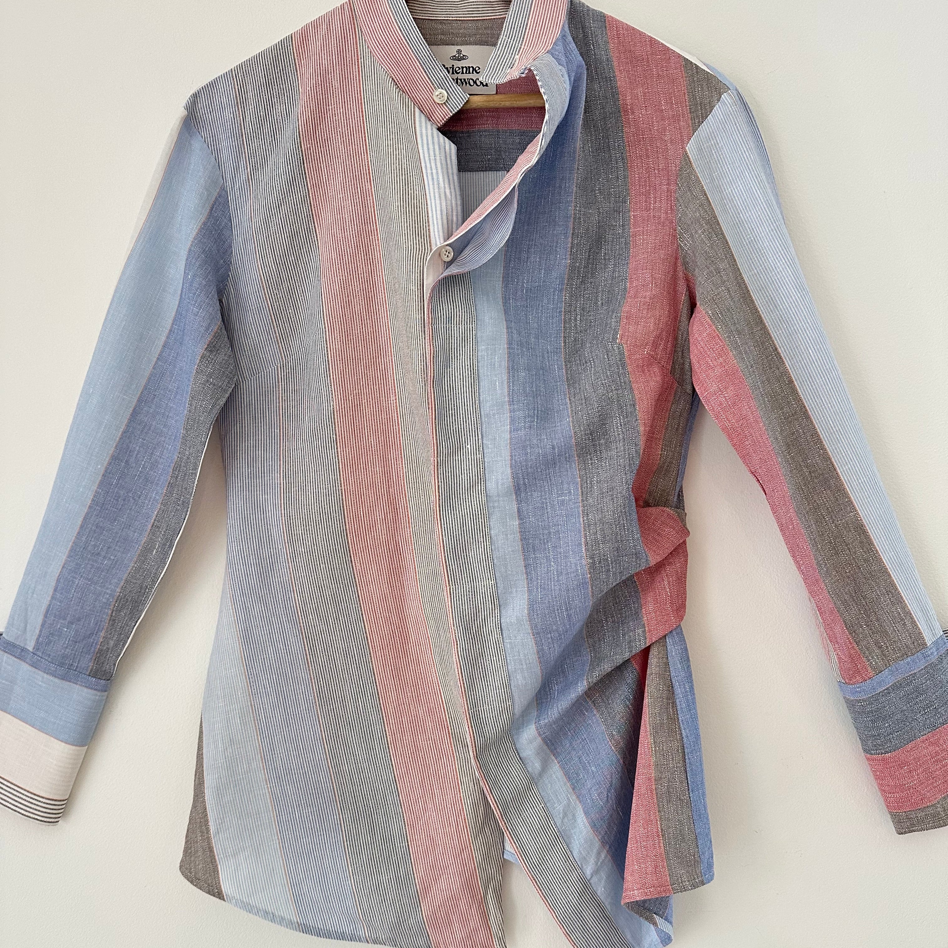 Vivienne Westwood Anglomania Asymmetrical Striped Shirt in Multicolour Size IT38/XS.