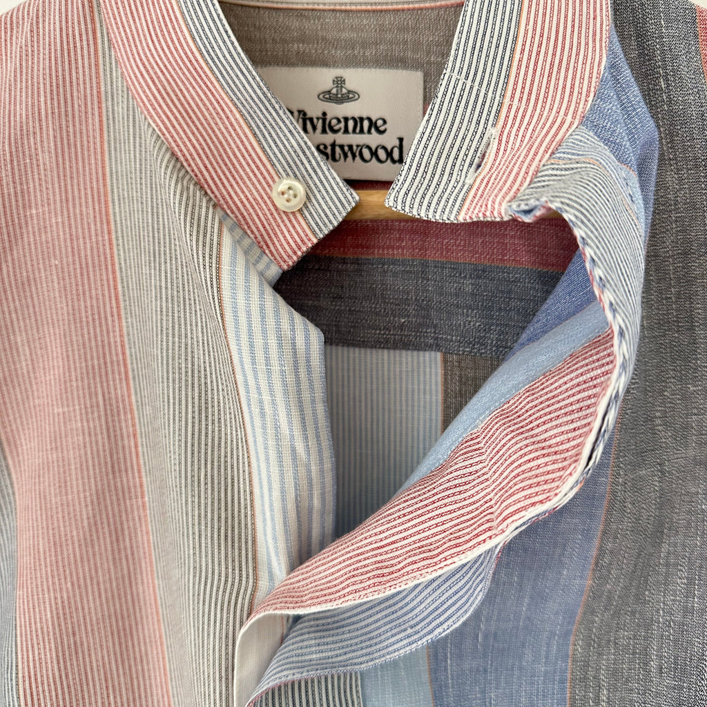 Vivienne Westwood Anglomania Asymmetrical Striped Shirt in Multicolour Size IT38/XS.
