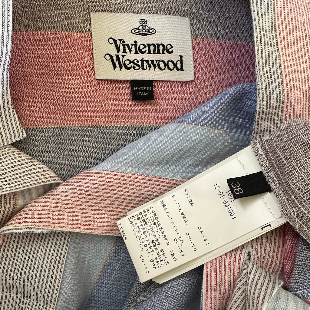 Vivienne Westwood Anglomania Asymmetrical Striped Shirt in Multicolour Size IT38/XS.