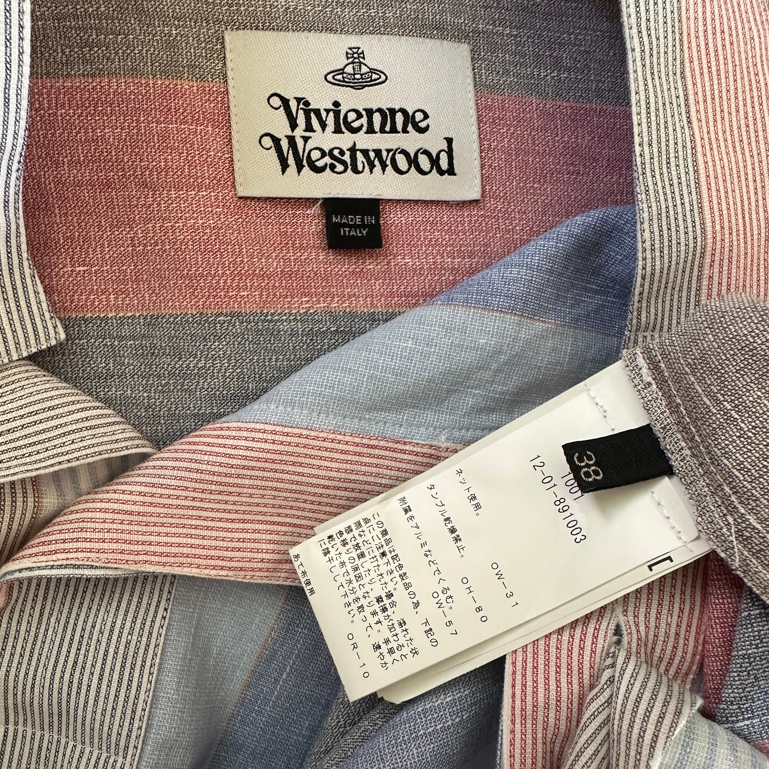 Vivienne Westwood Anglomania Asymmetrical Striped Shirt in Multicolour Size IT38/XS.