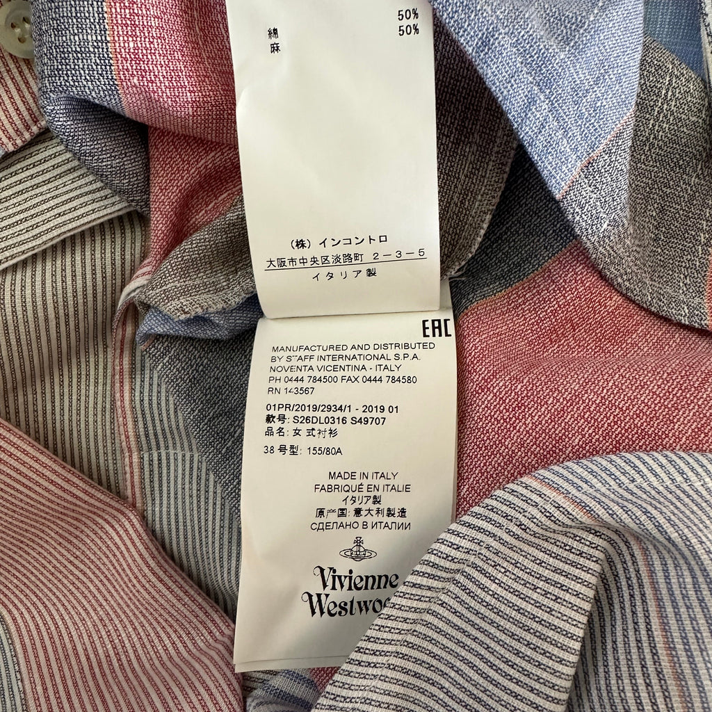 Vivienne Westwood Anglomania Asymmetrical Striped Shirt in Multicolour Size IT38/XS.