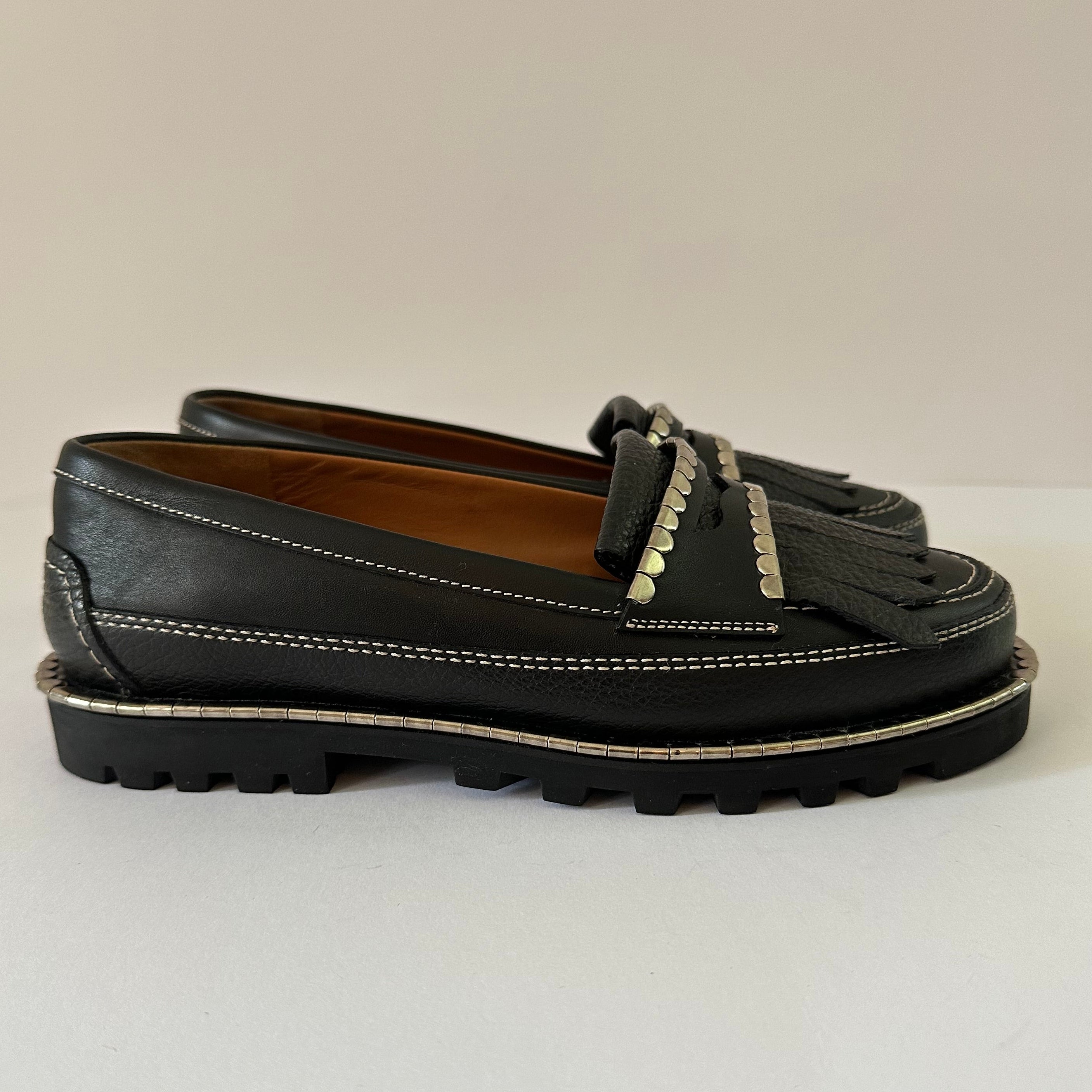 Chloé Black Idol Metallic Coin Loafers Size 38/UK5/US7.5.