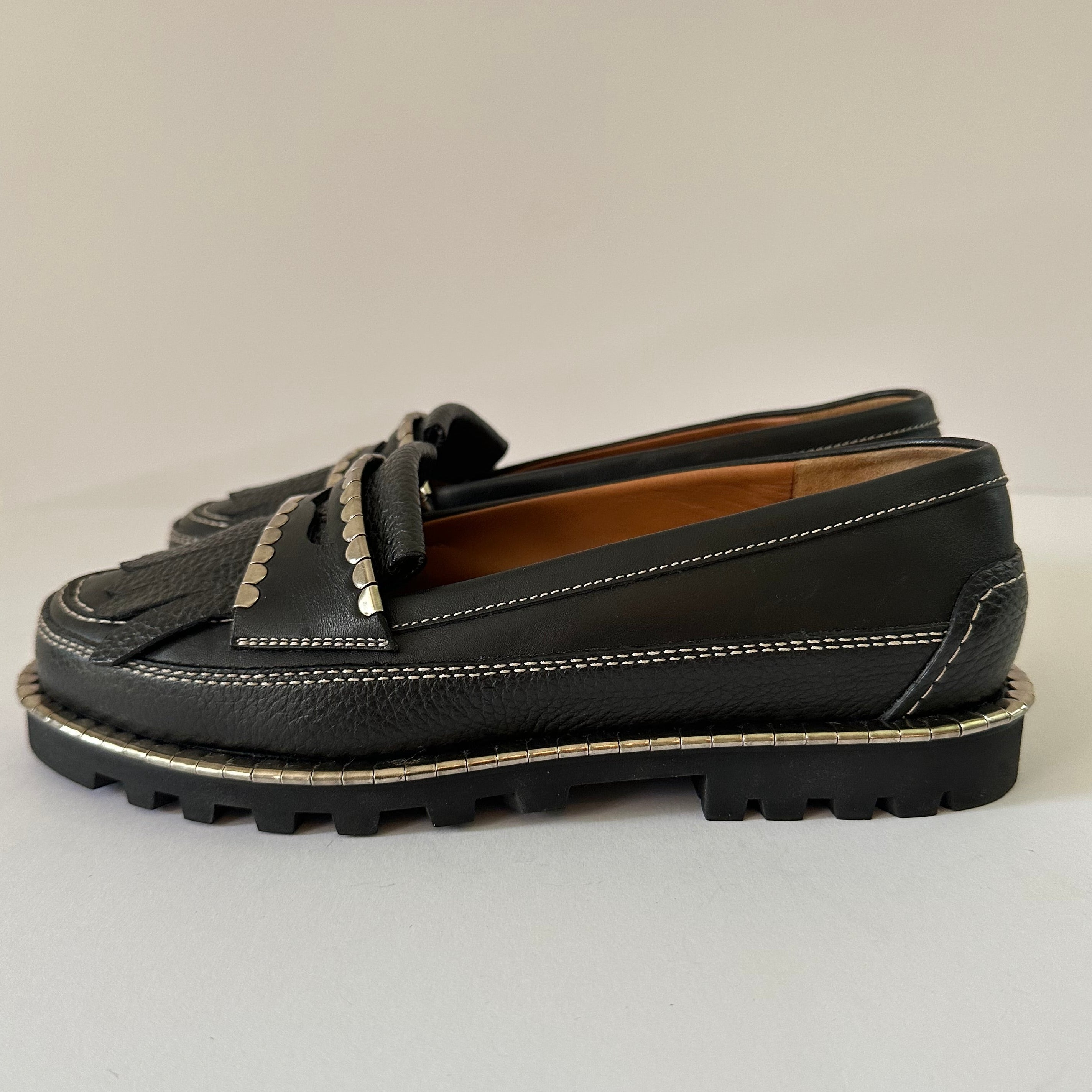 Chloé Black Idol Metallic Coin Loafers Size 38/UK5/US7.5.