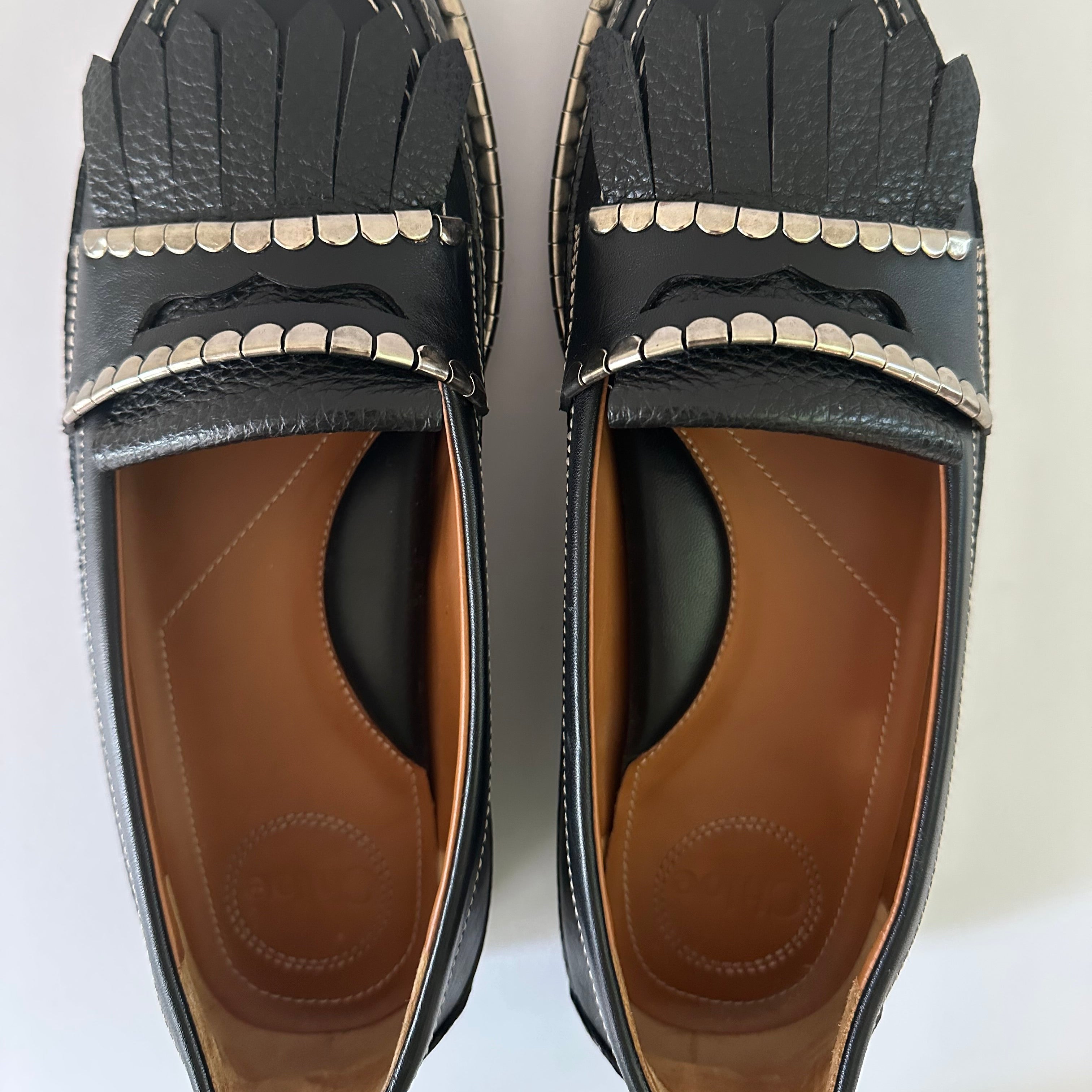 Chloé Black Idol Metallic Coin Loafers Size 38/UK5/US7.5.