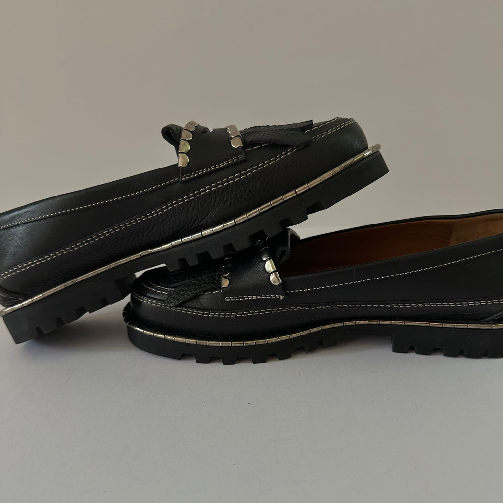 Chloé Black Idol Metallic Coin Loafers Size 38/UK5/US7.5.