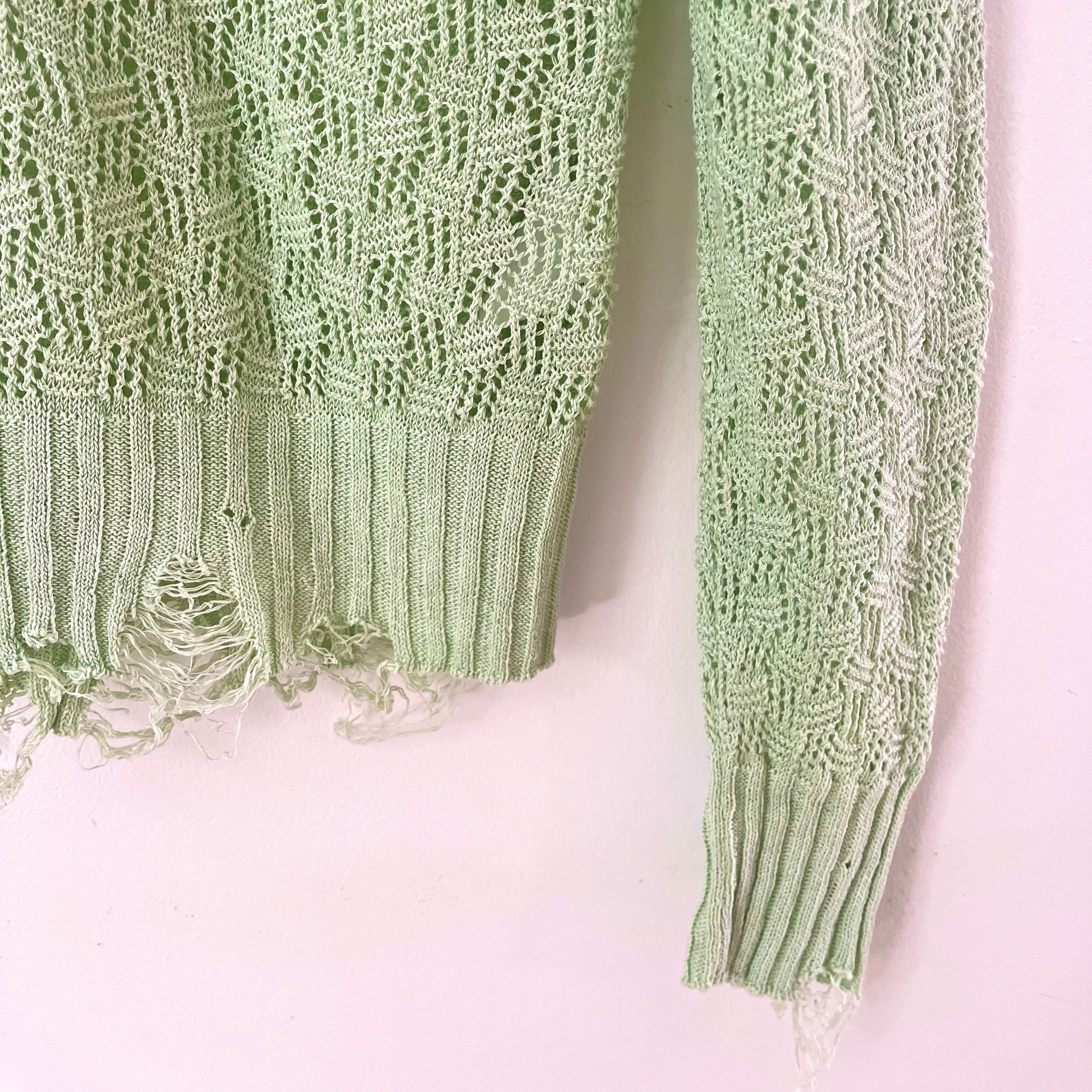 Song For The Mute Green Distressed Sweater.