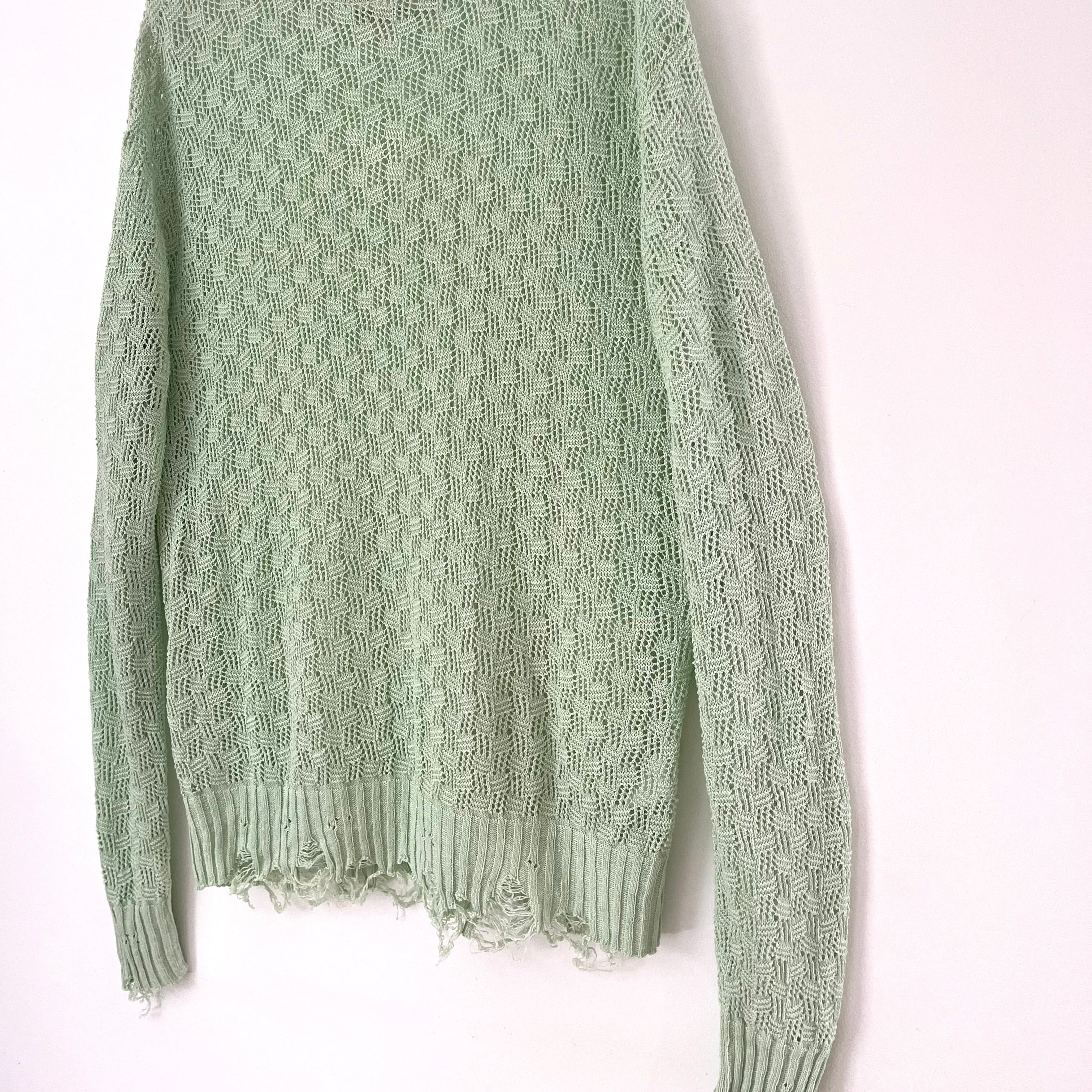 Song For The Mute Green Distressed Sweater.