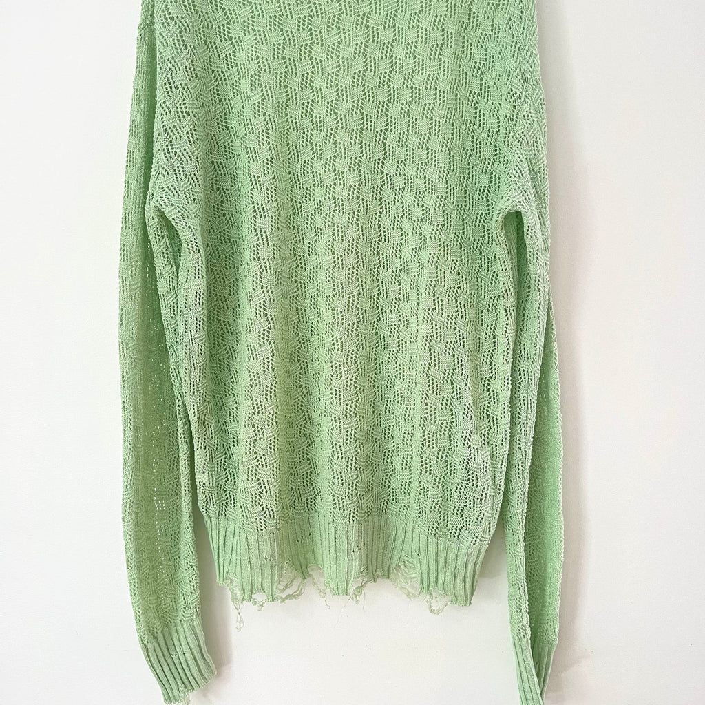 Song For The Mute Green Distressed Sweater.