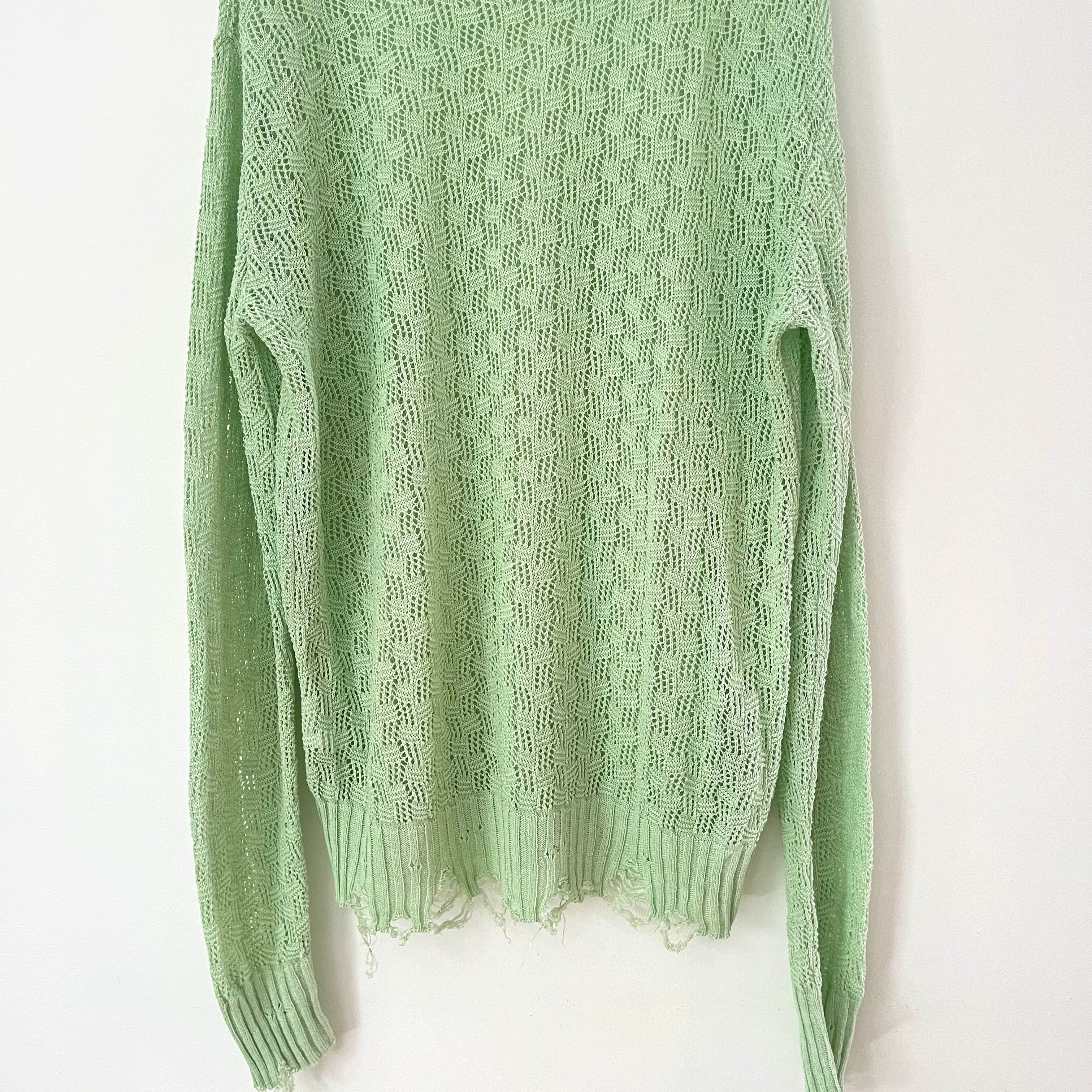 Song For The Mute Green Distressed Sweater.