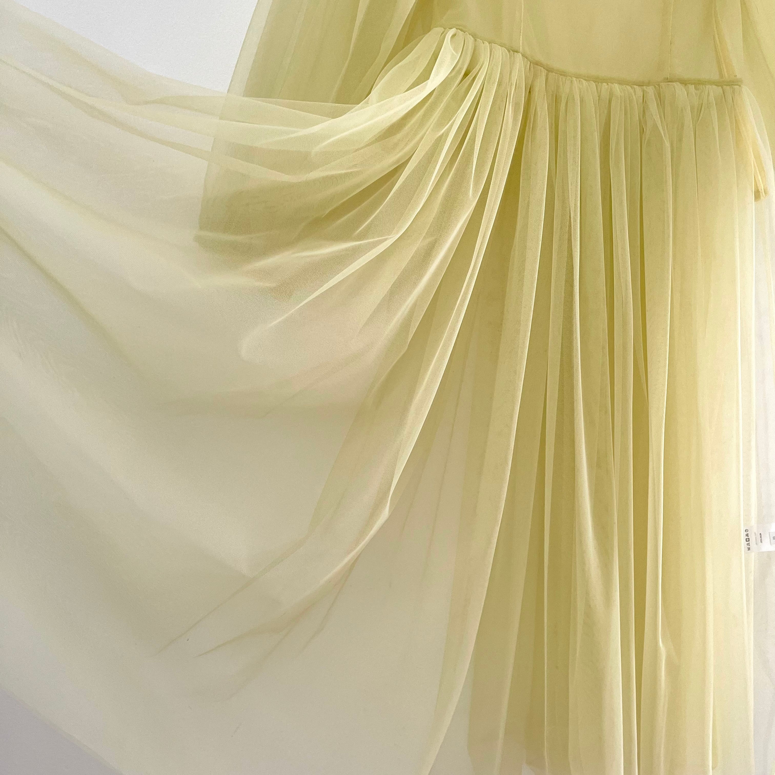 Molly Goddard BRONWYN Balloon-sleeve Tulle Midi Dress In Yellow.
