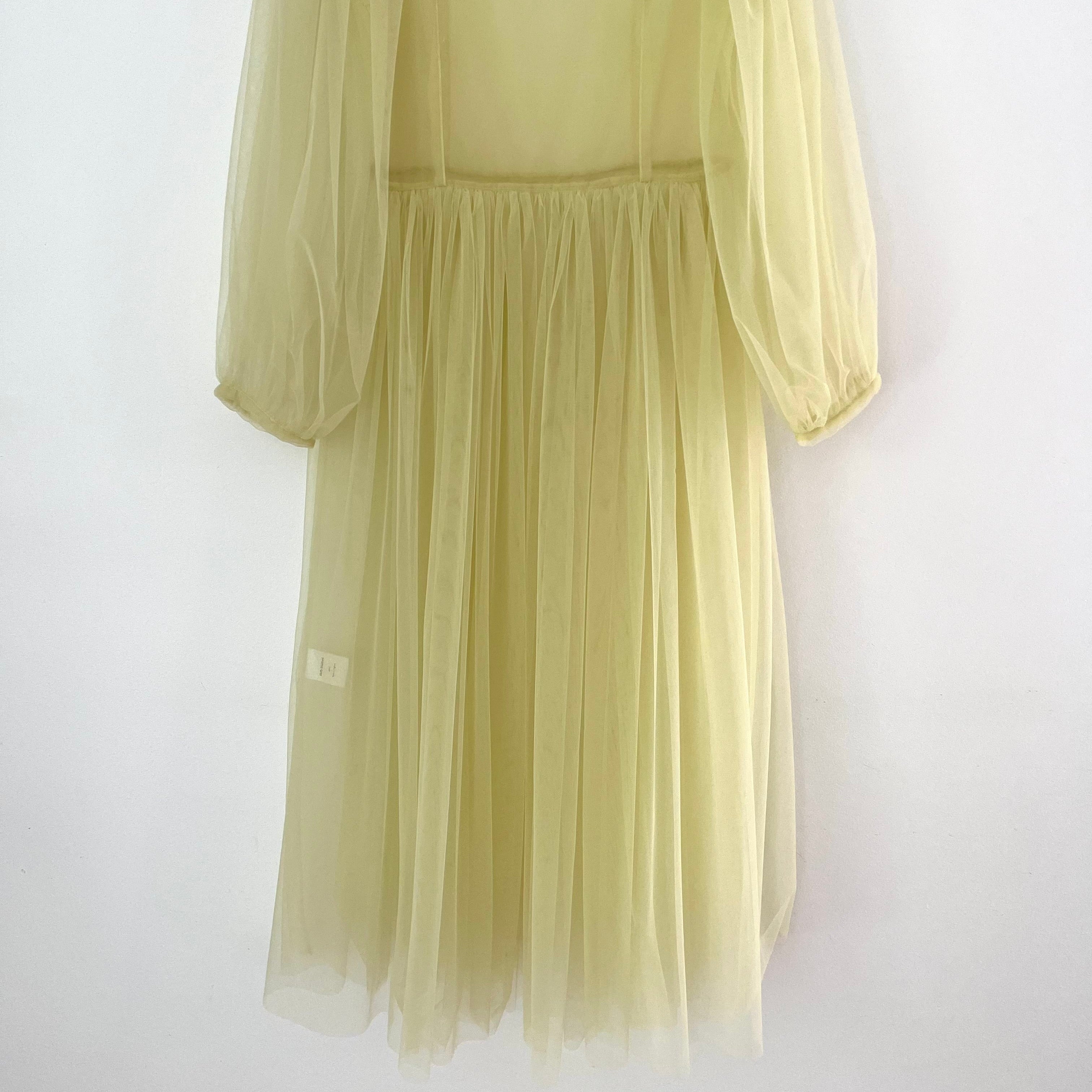 Molly Goddard BRONWYN Balloon-sleeve Tulle Midi Dress In Yellow.