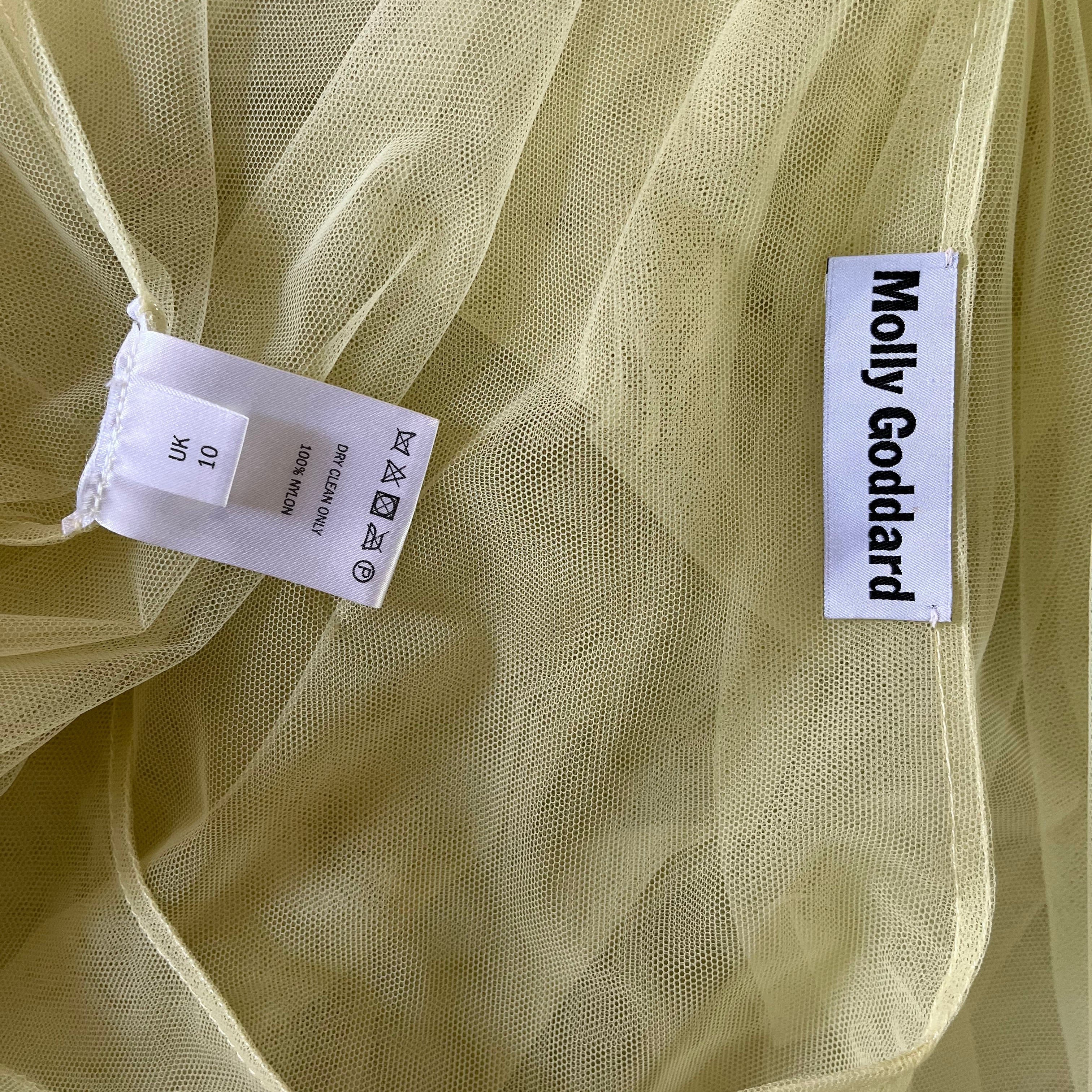 Molly Goddard BRONWYN Balloon-sleeve Tulle Midi Dress In Yellow.