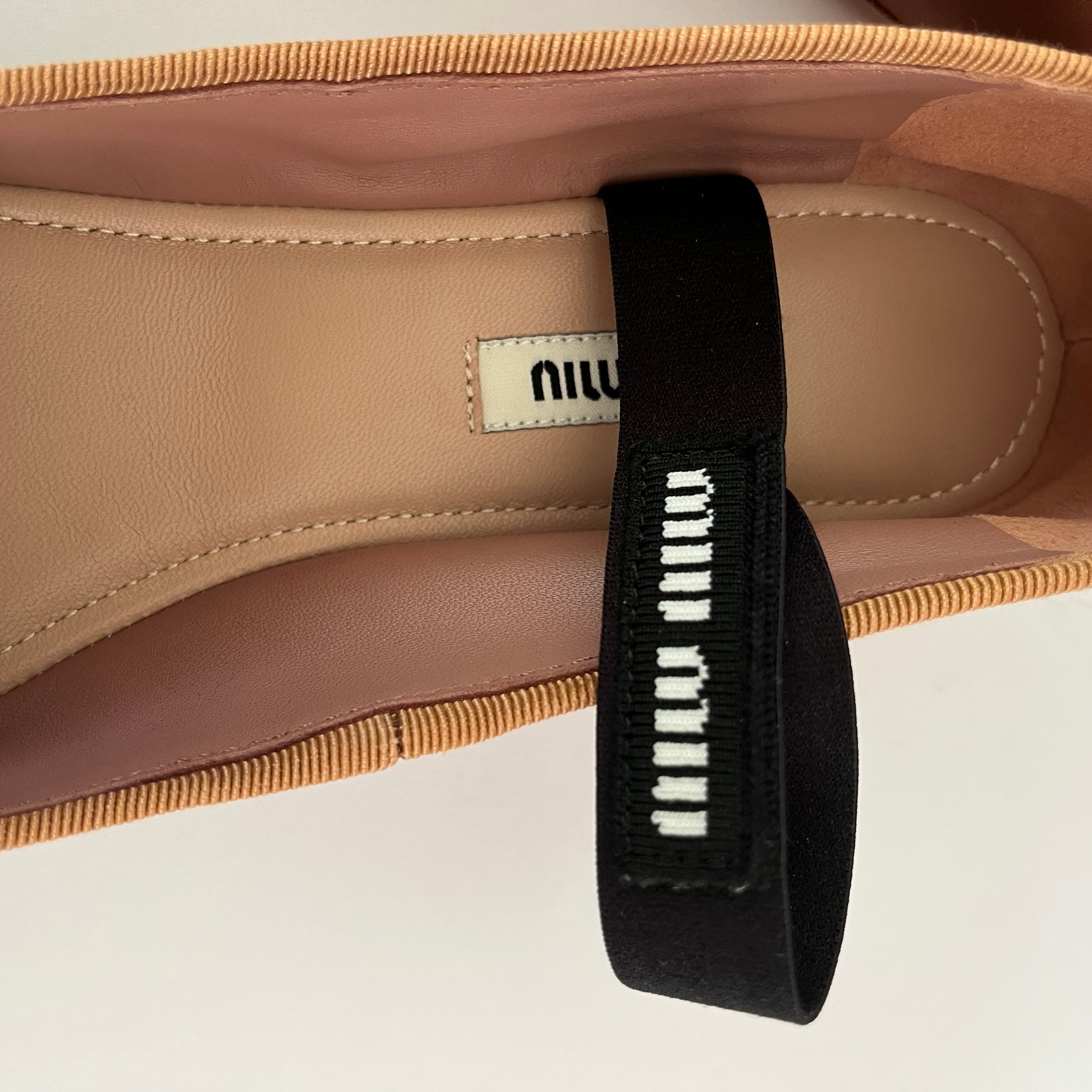Miu Miu Satin Ballerina Flats in Cocoa Brown.