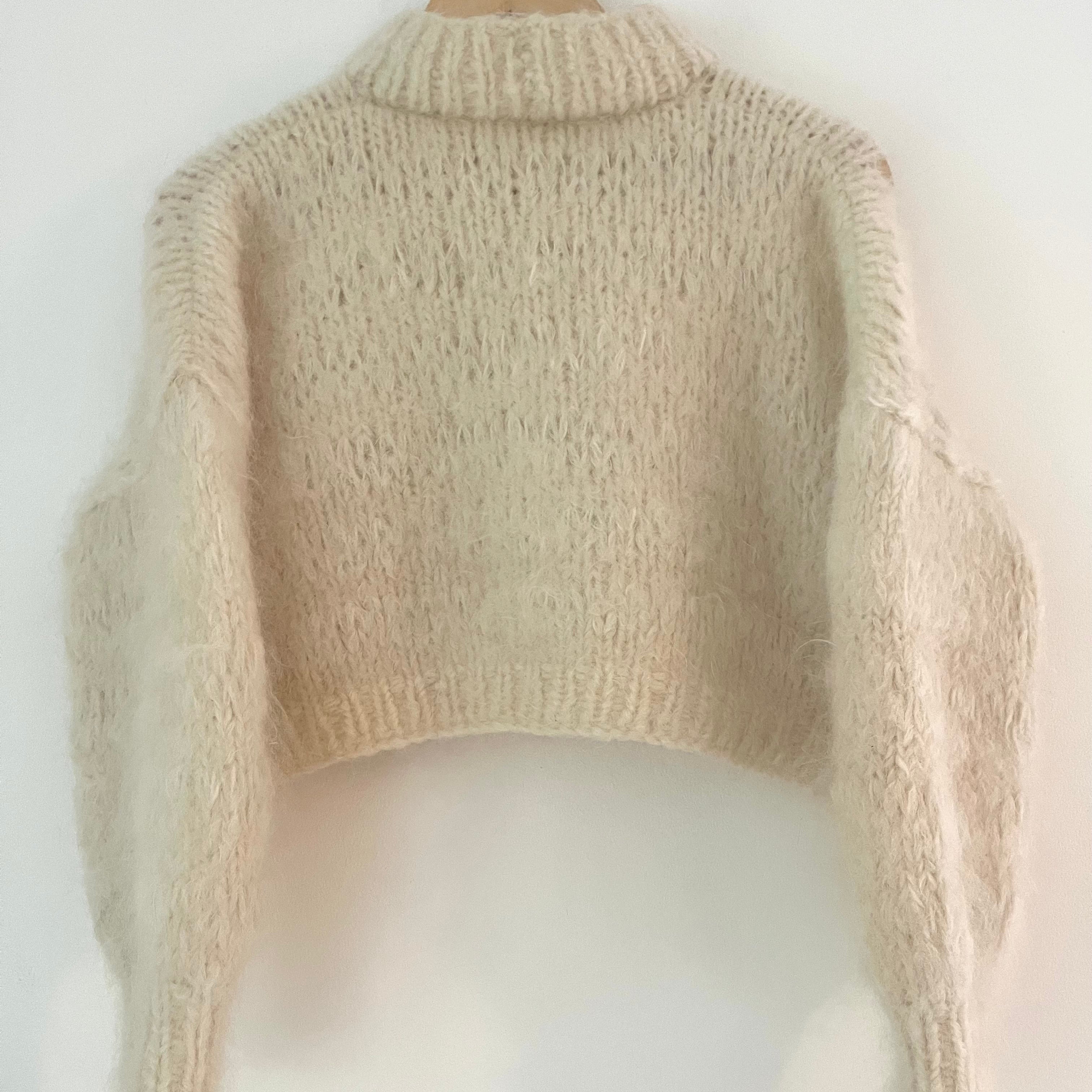 Frisson Knits ISABELLA Sweater in Cream One Size.