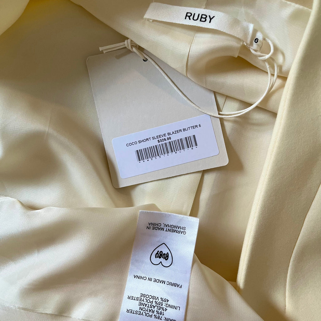 Ruby NZ BNWT COCO Short Sleeve Blazer Blouse Size 6/XS.