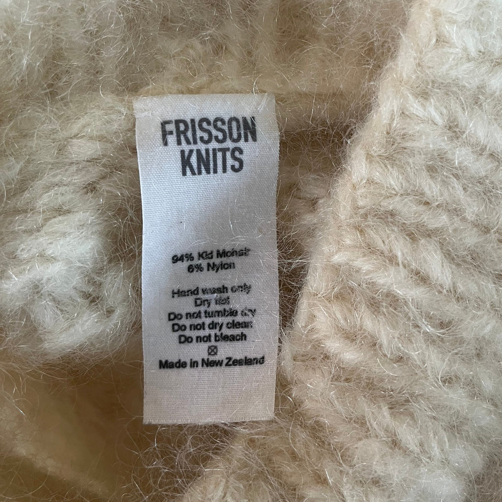 Frisson Knits ISABELLA Sweater in Cream One Size.