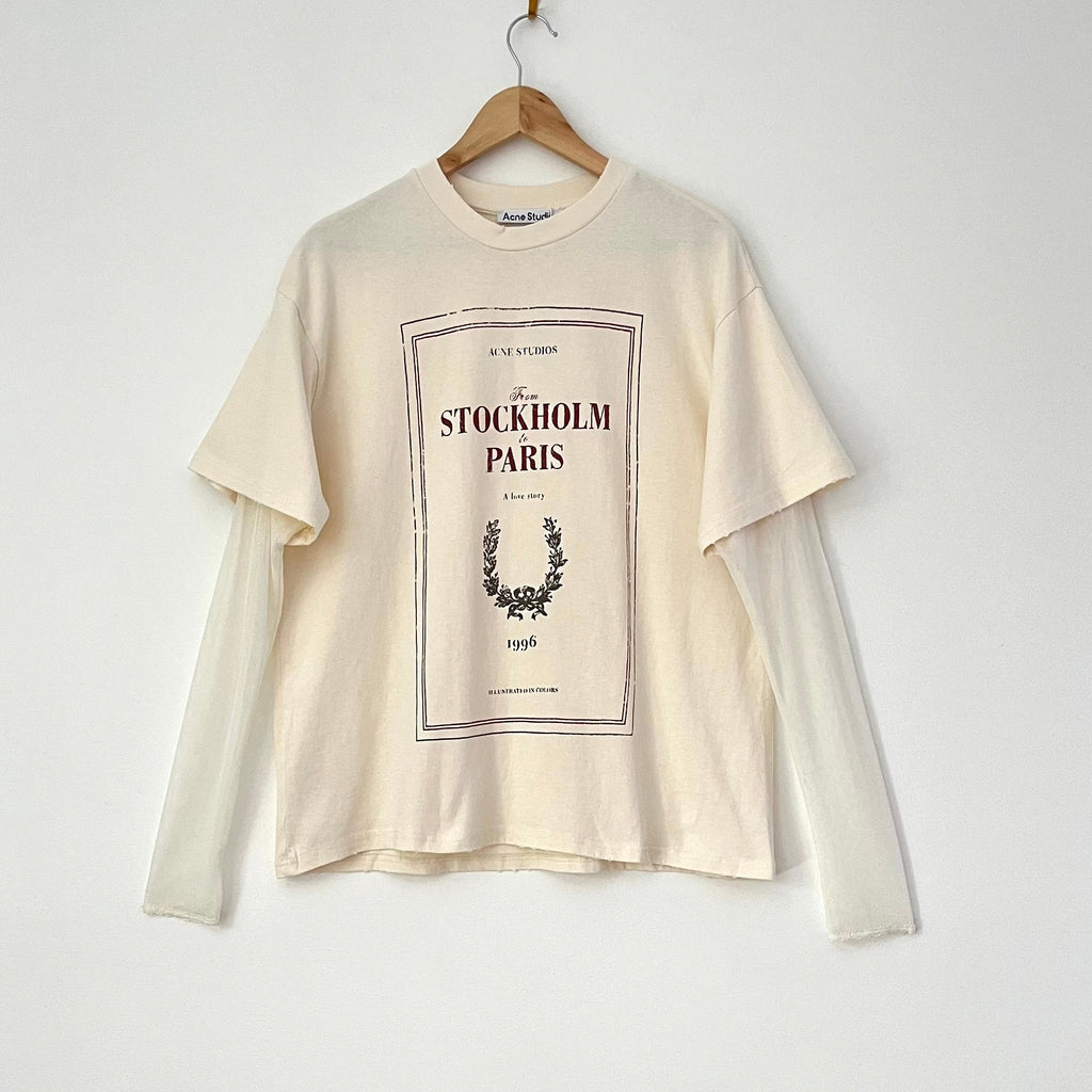 ACNE Studios BNWT LAYERED Print Tee in Off White Size L.