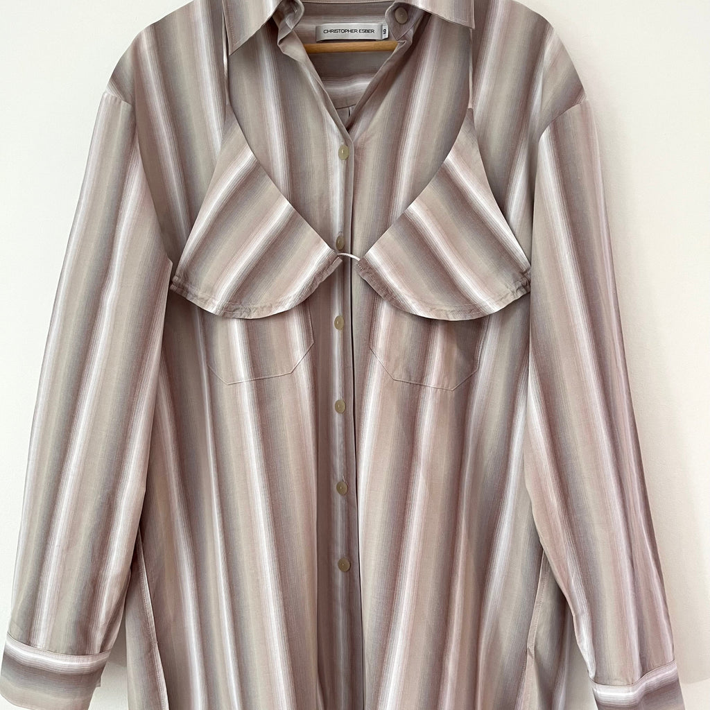 Christopher Esber DELPHINE Shirt in Striped Cloud Size AU10.