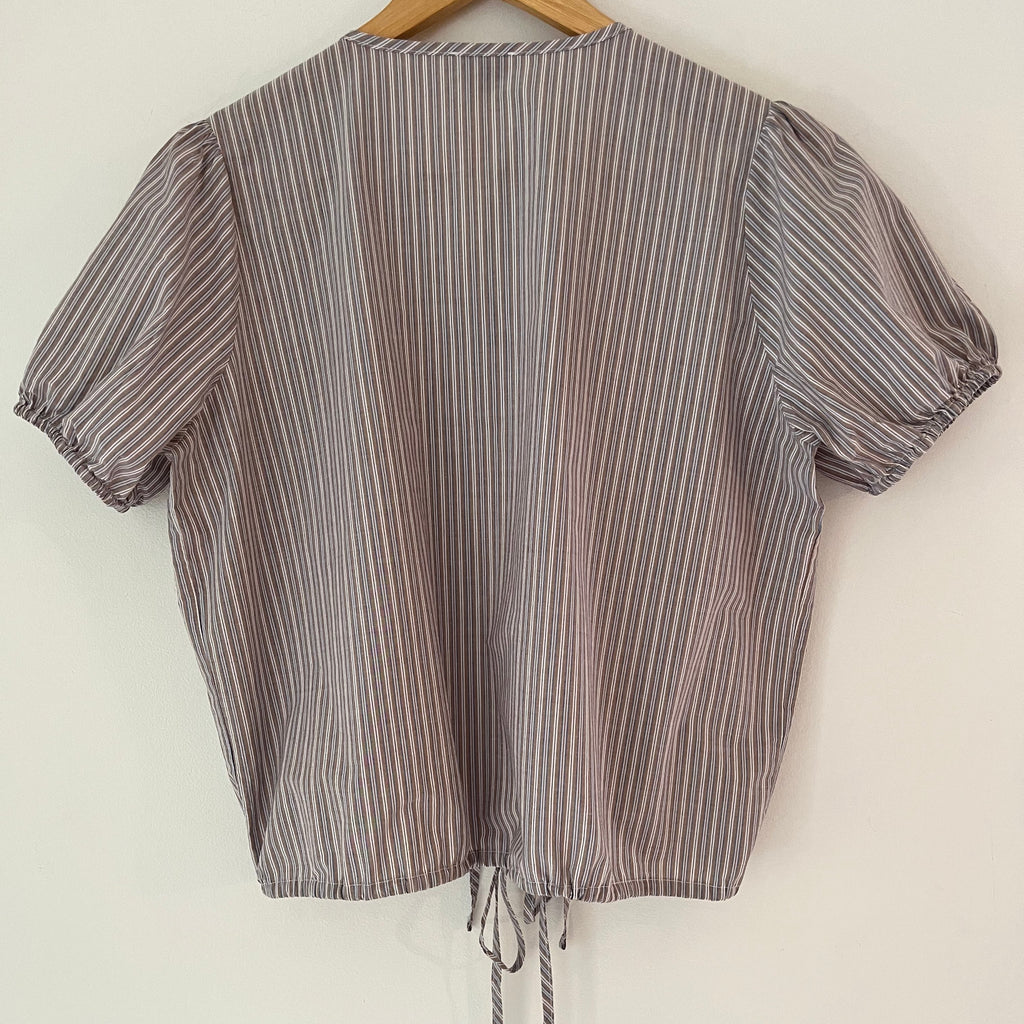 Deiji Studios DOUBLE FRILL Top in Sea Stripe Size M.