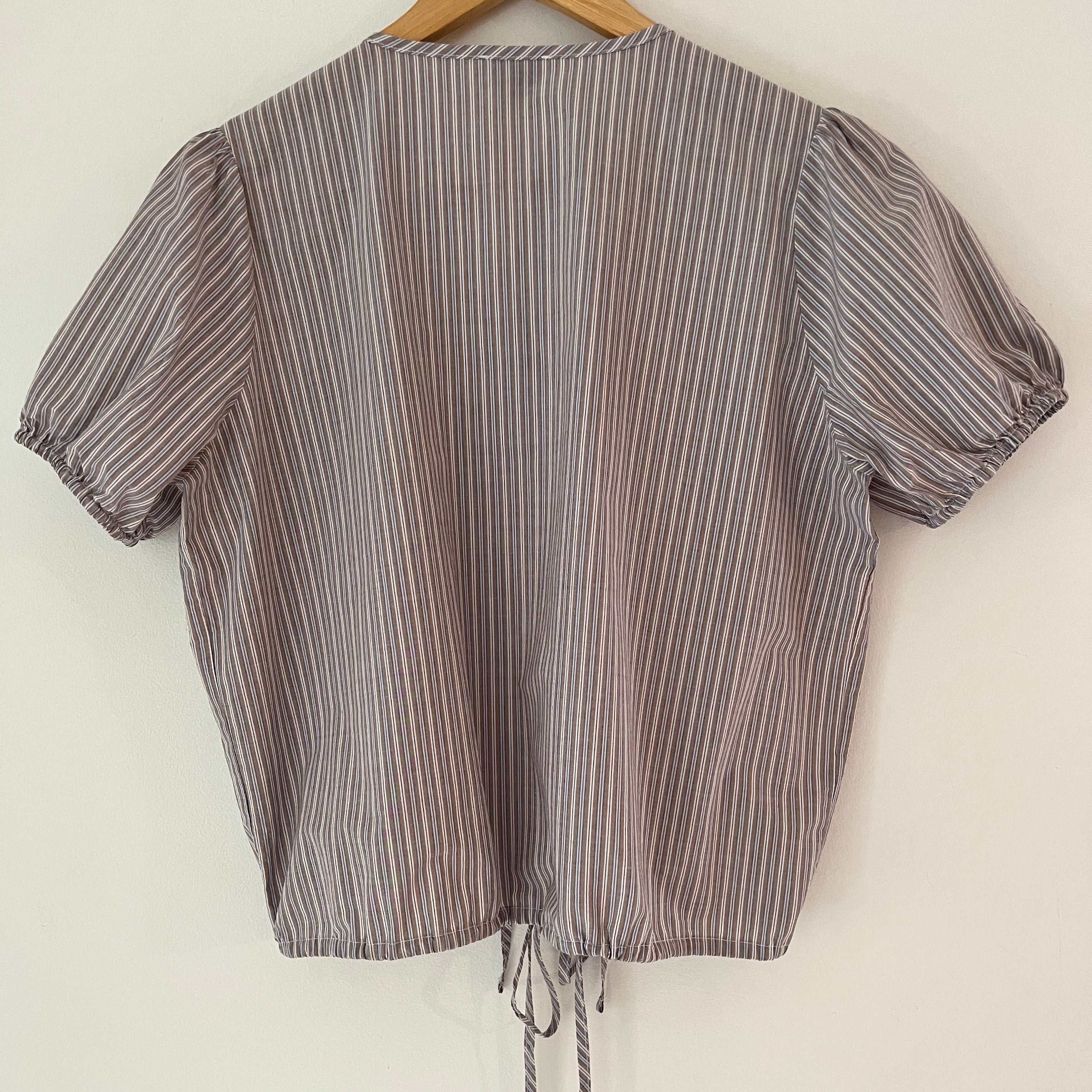 Deiji Studios DOUBLE FRILL Top in Sea Stripe Size M.