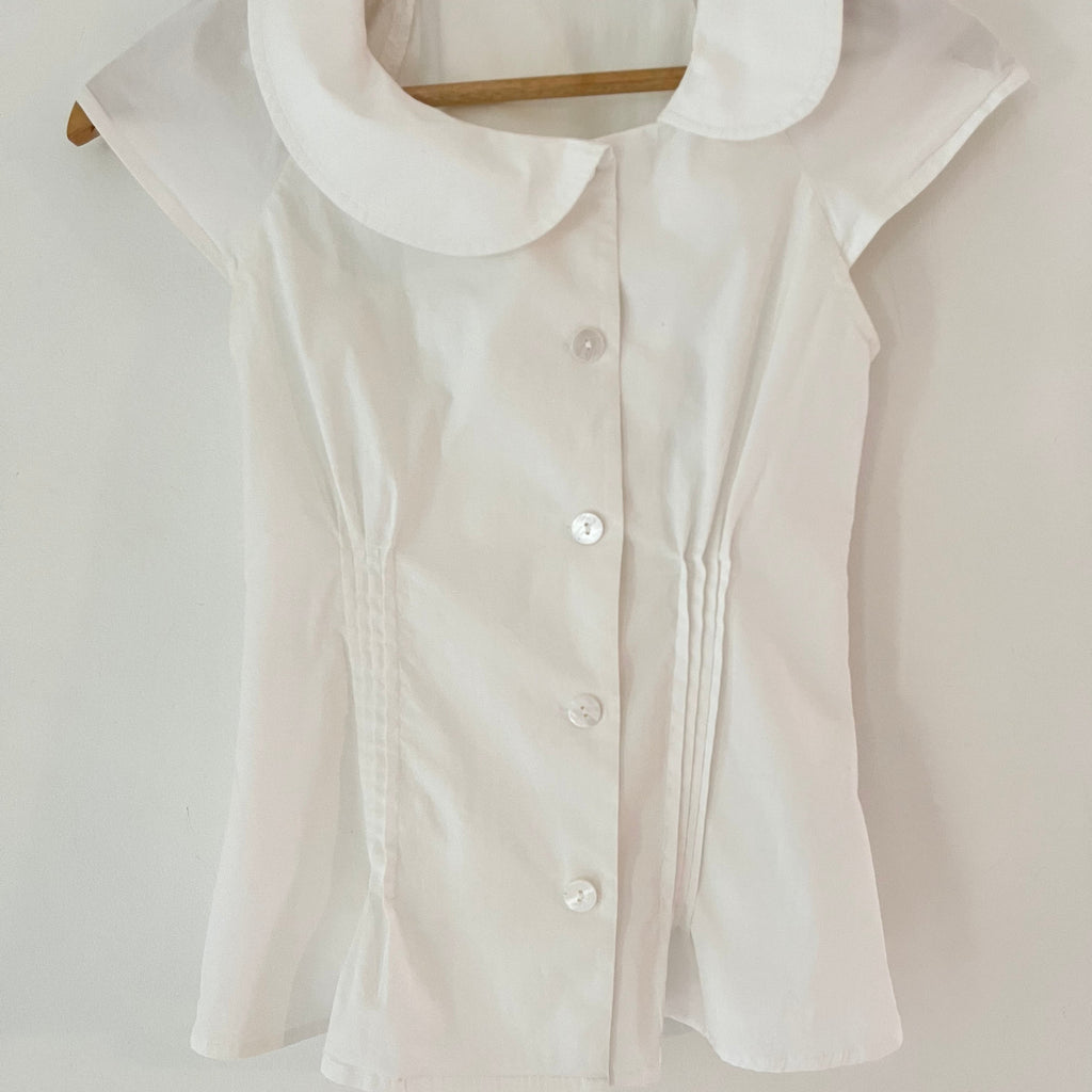 Peachy Den MISSY Asymmetric Blouse in Porcelain Size XS.