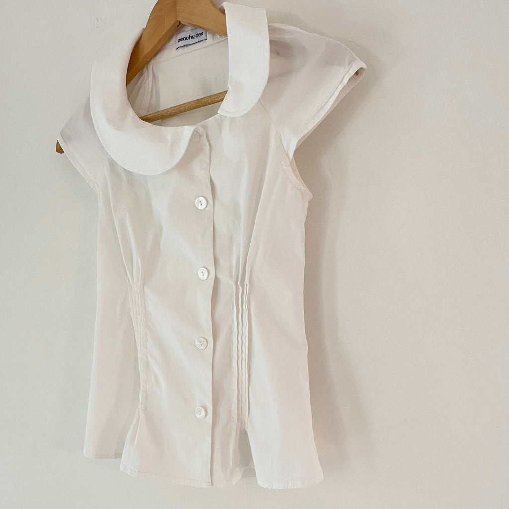 Peachy Den MISSY Asymmetric Blouse in Porcelain Size XS.