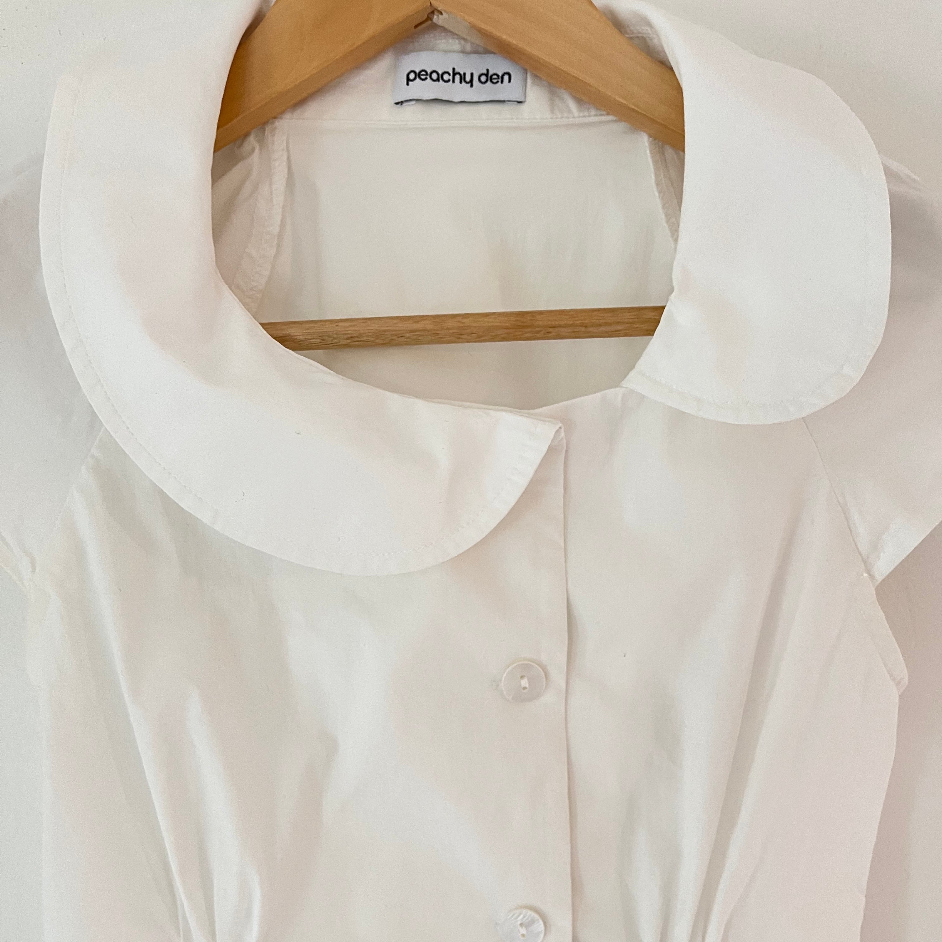 Peachy Den MISSY Asymmetric Blouse in Porcelain Size XS.