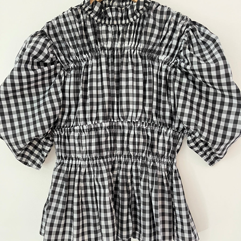 Romance Was Born Gathered Gingham Blouse Size AU12.