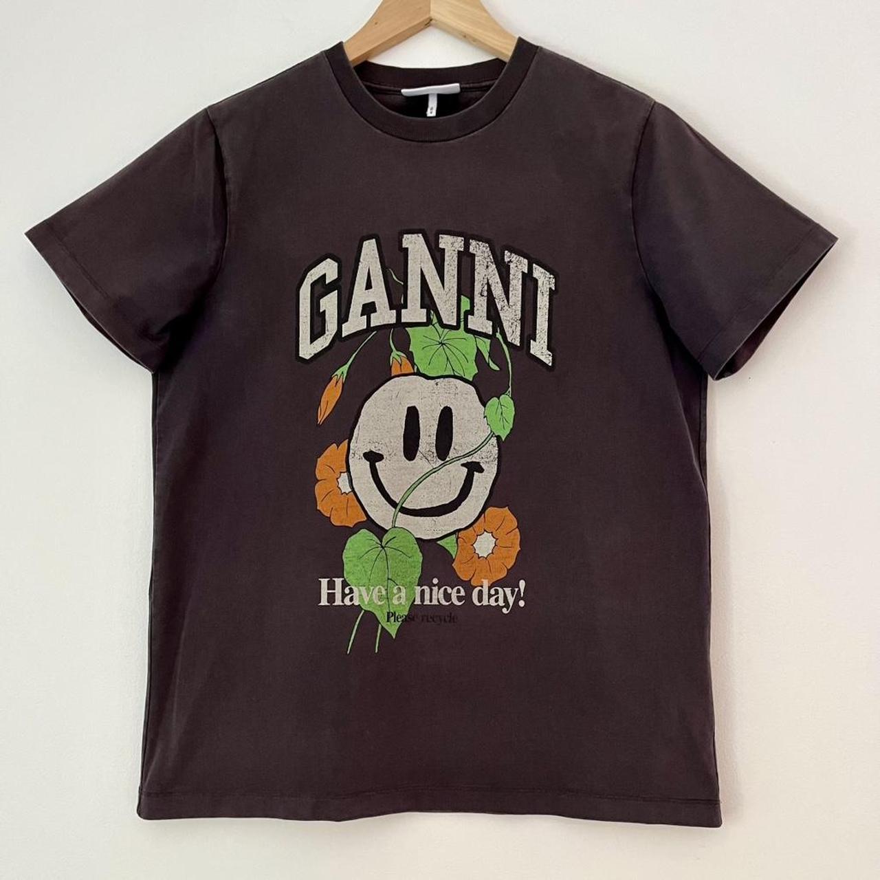 Ganni Simile Logo T-shirt in Grey.