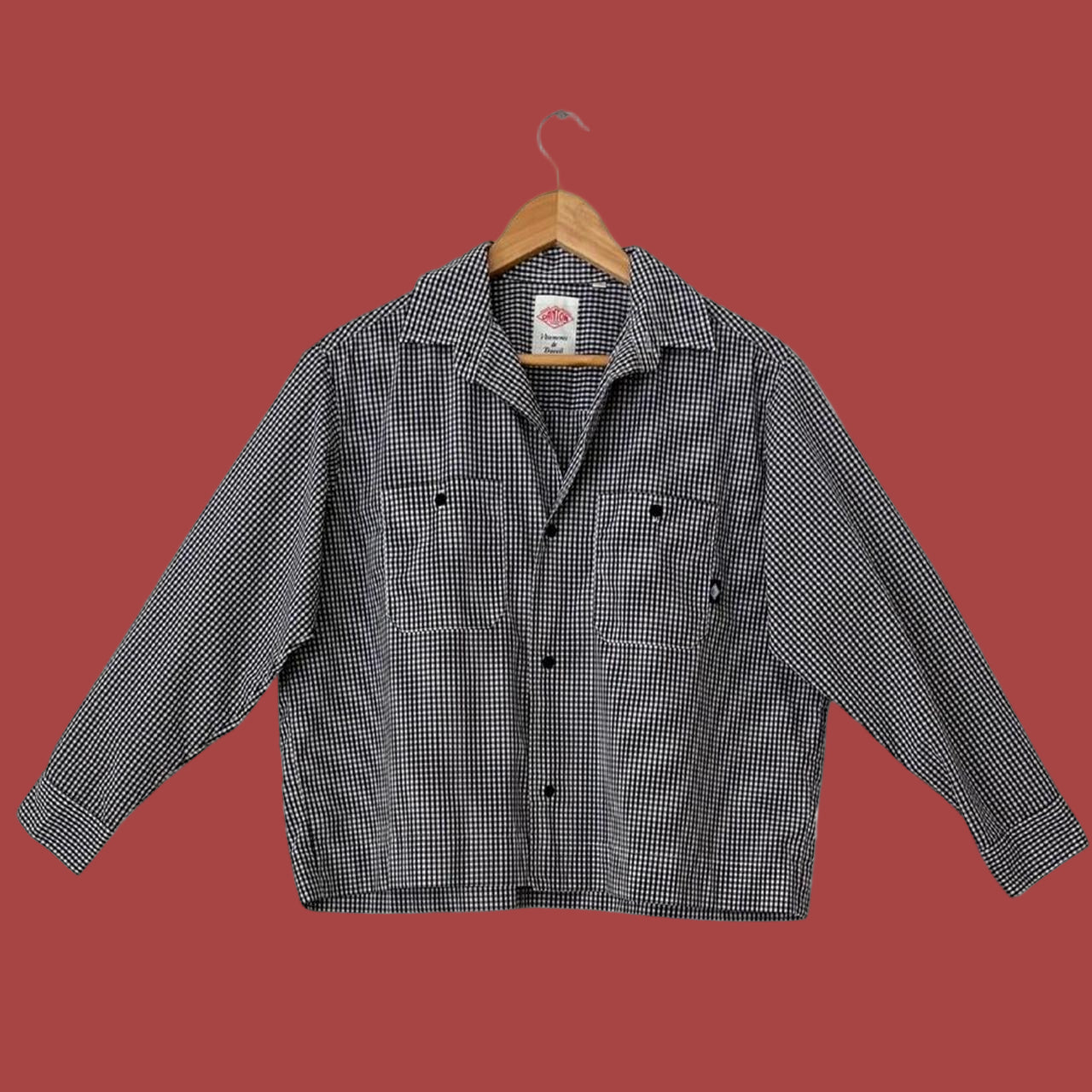 Danton France Checked Cropped Shirt.