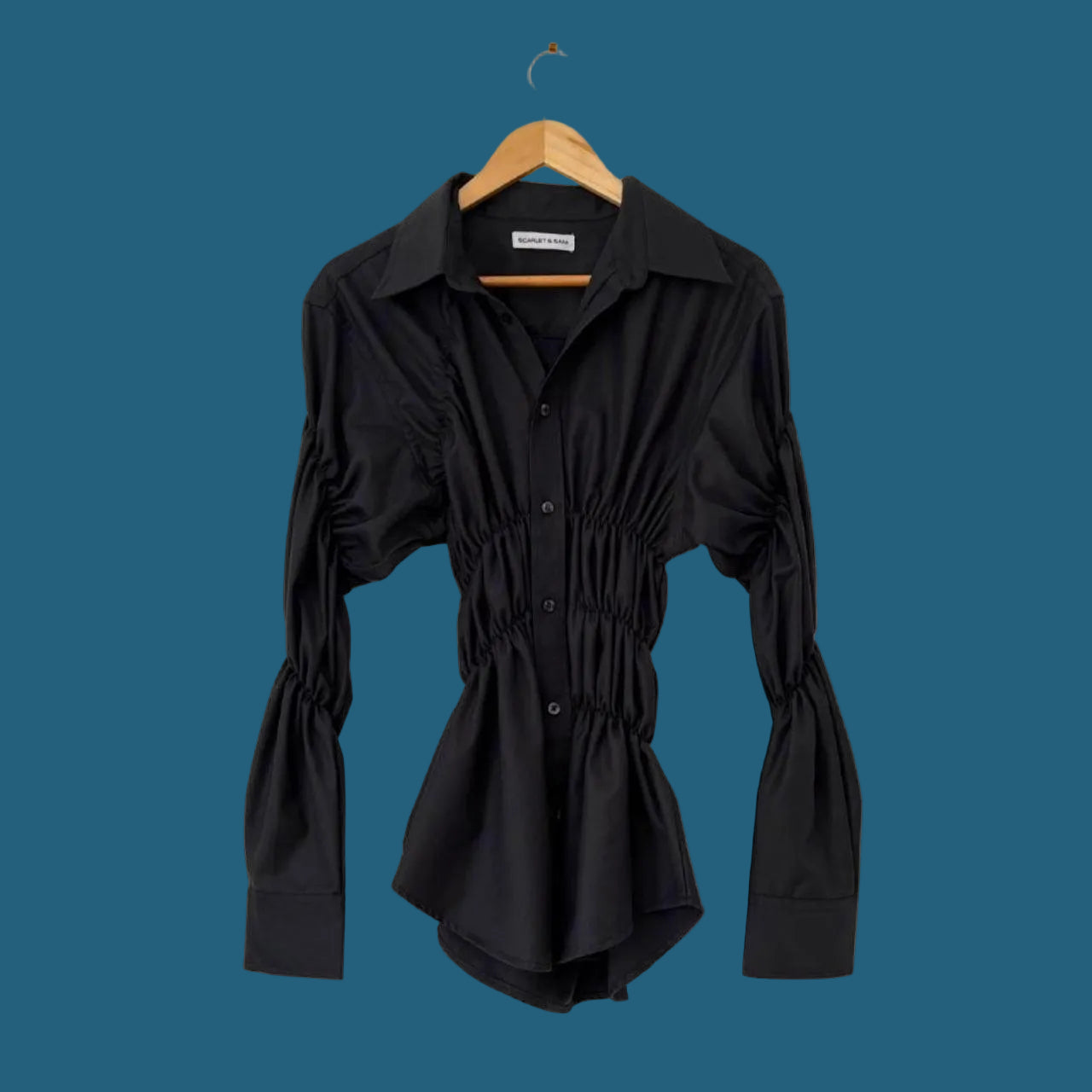 Scarlet &amp; Sam SCRUNCHED Shirt in Charcoal.